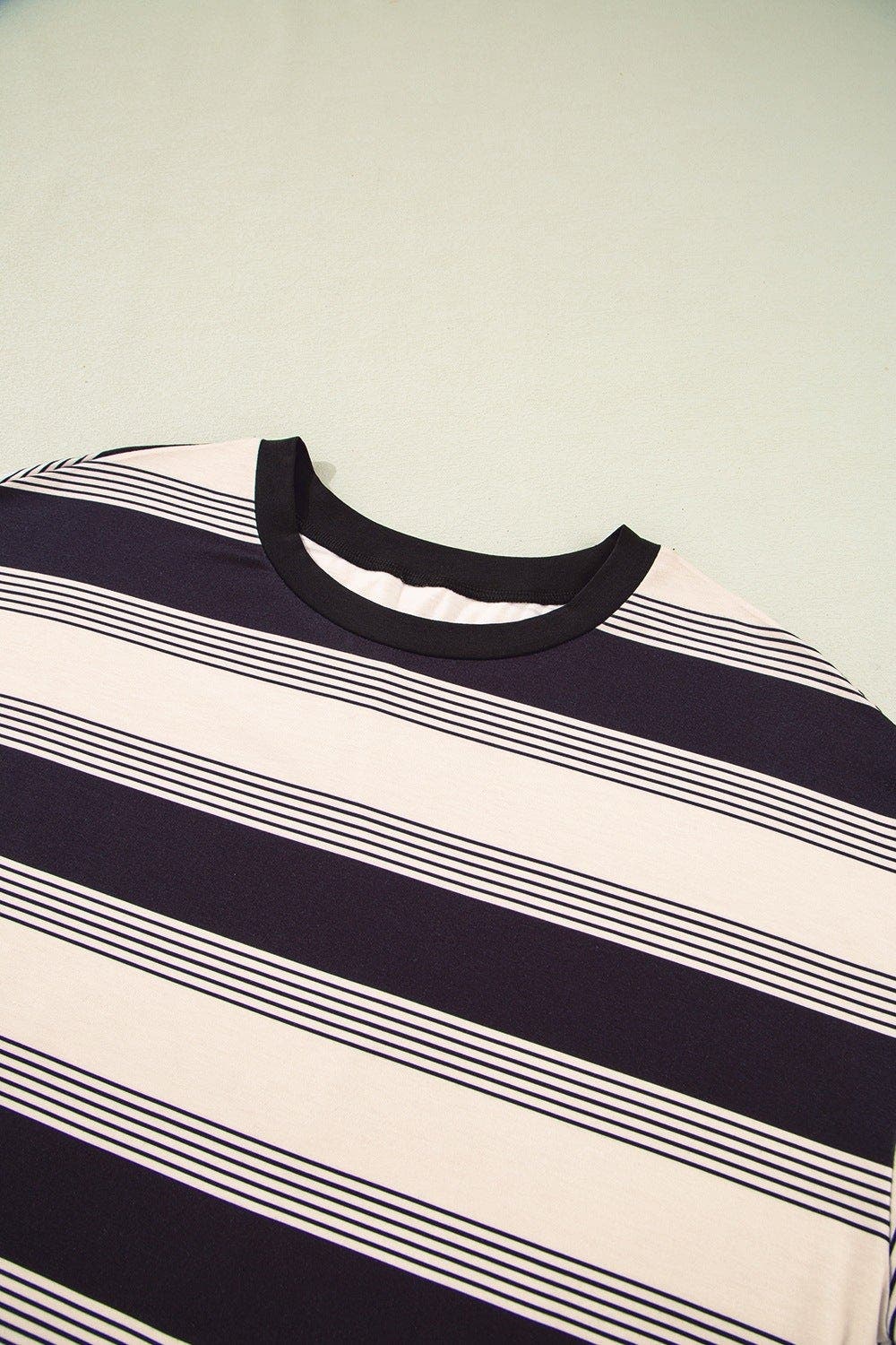 Stripe Half Sleeve T-Shirt and High Waist Pocketed Shorts Set