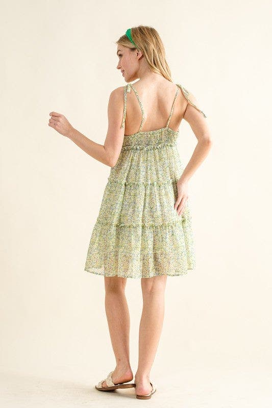 And The Why Floral Print Chiffon Ruffle Hem Dress