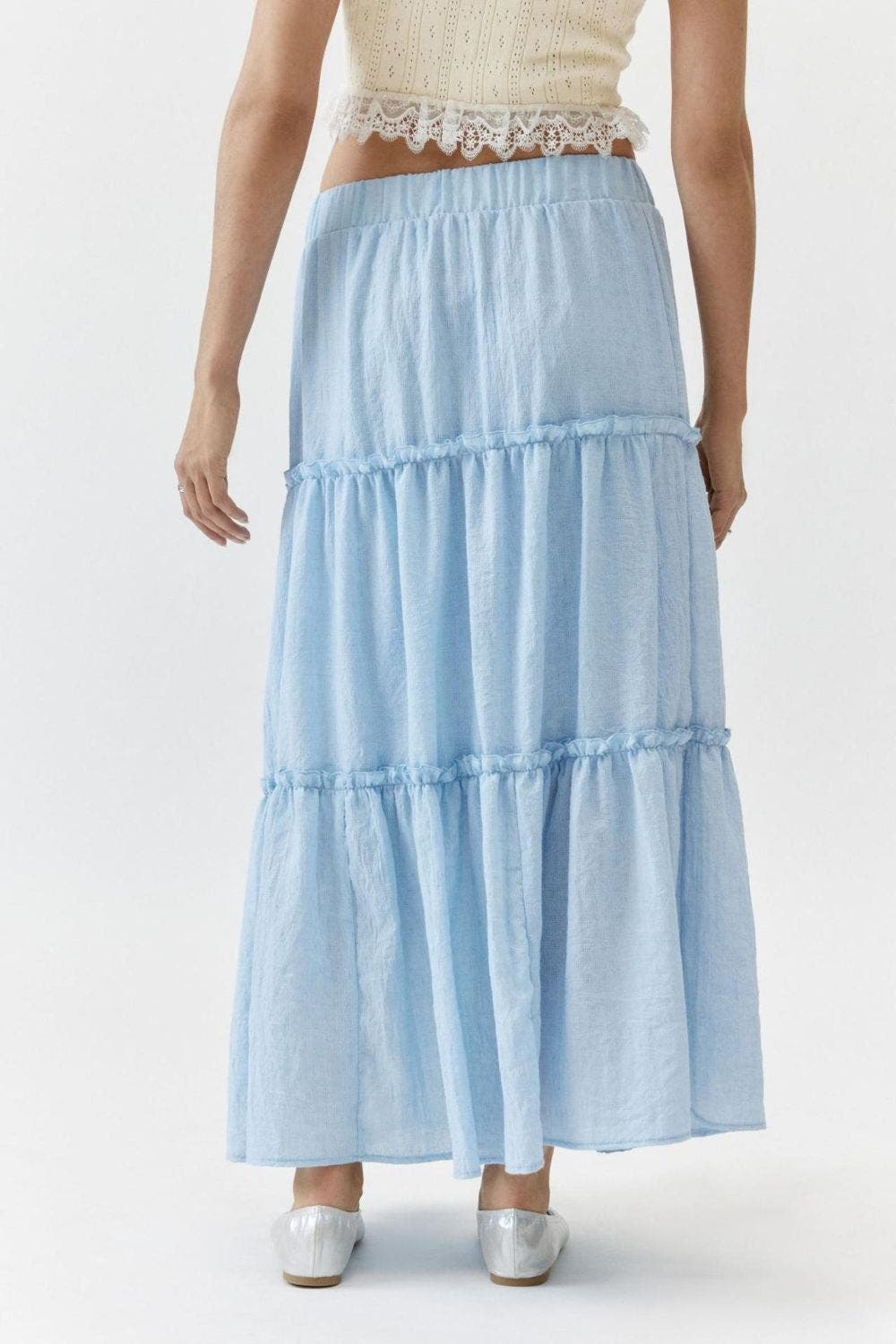 Frill Elastic Waist Skirt
