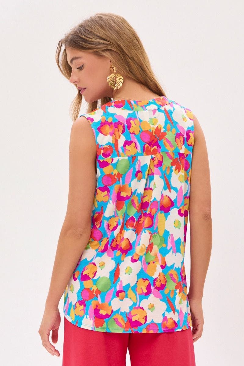 Dear Scarlett Lizzy Tank Top in Floral Aqua *Final Sale*