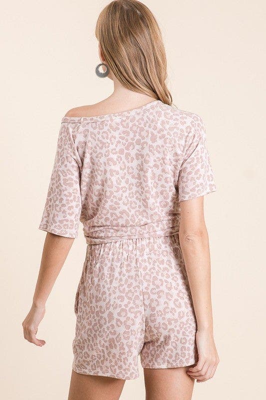BiBi Leopard Terry Shorts With Drawstring