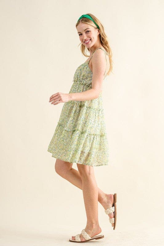 And The Why Floral Print Chiffon Ruffle Hem Dress