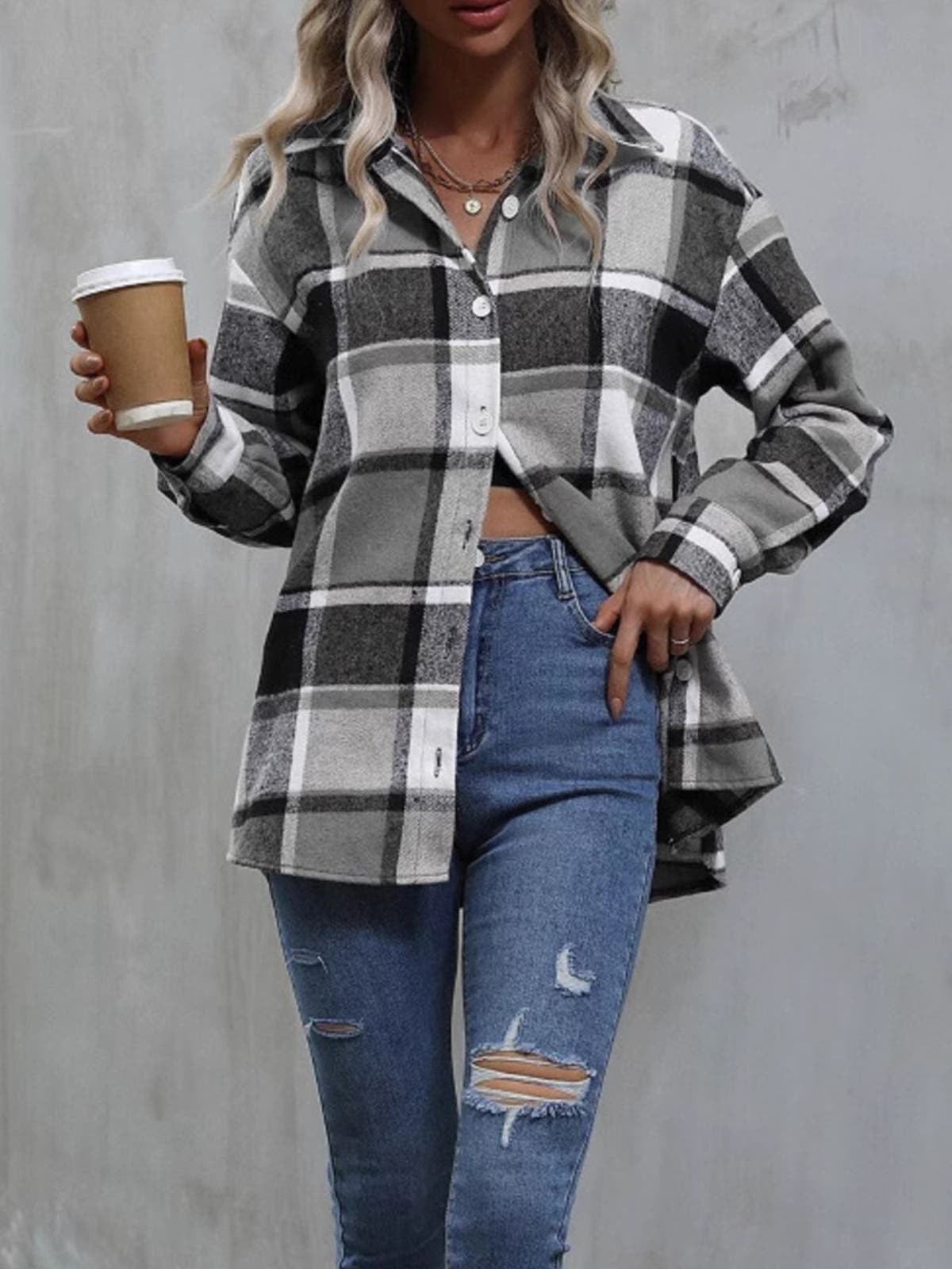 Plaid Flannel Button-Up Shacket