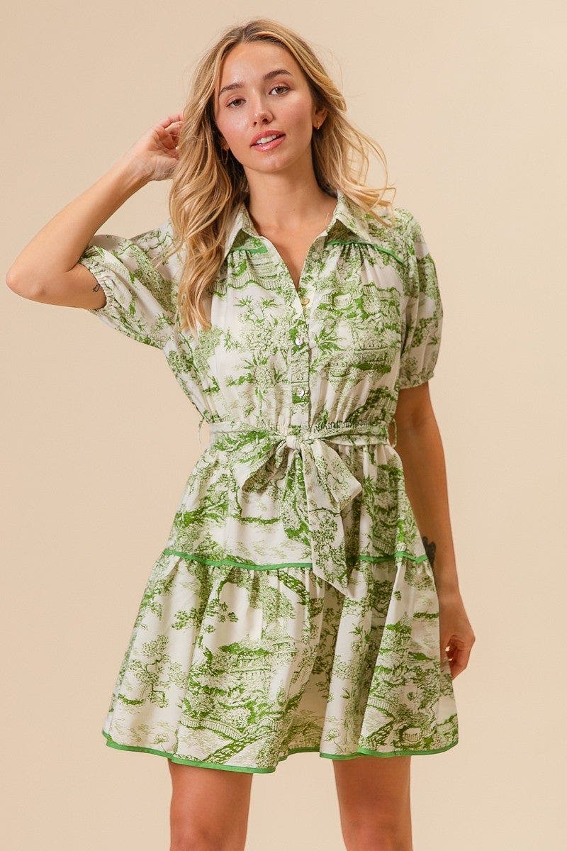 BiBi Woven Printed Tiered Dress