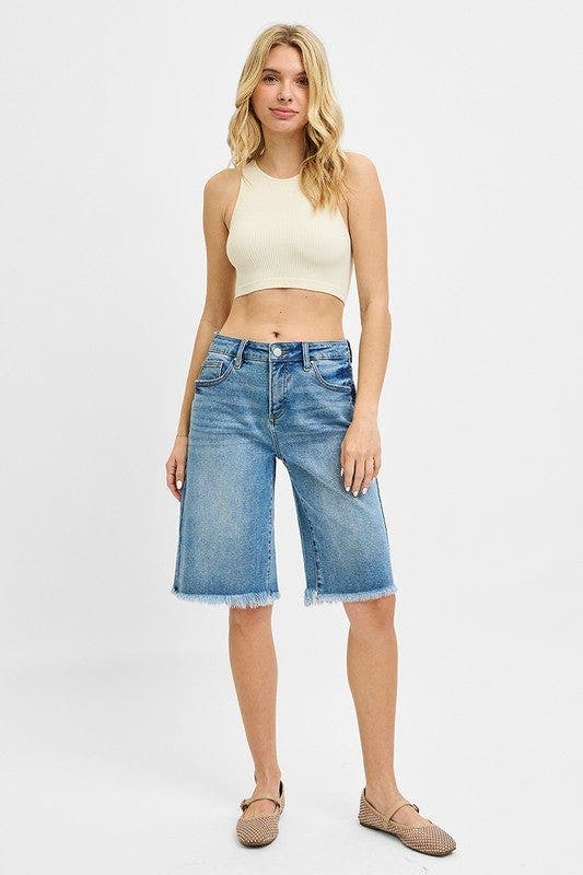 RISEN Full Size Tummy Control Mid Rise Fit Bermuda Plus Size