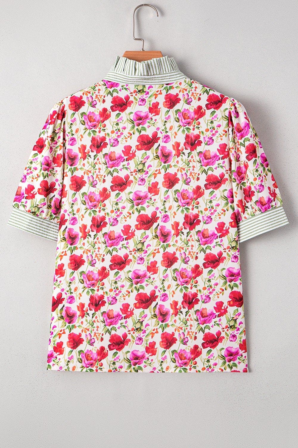 Printed Collared Neck Short Sleeve Blouse