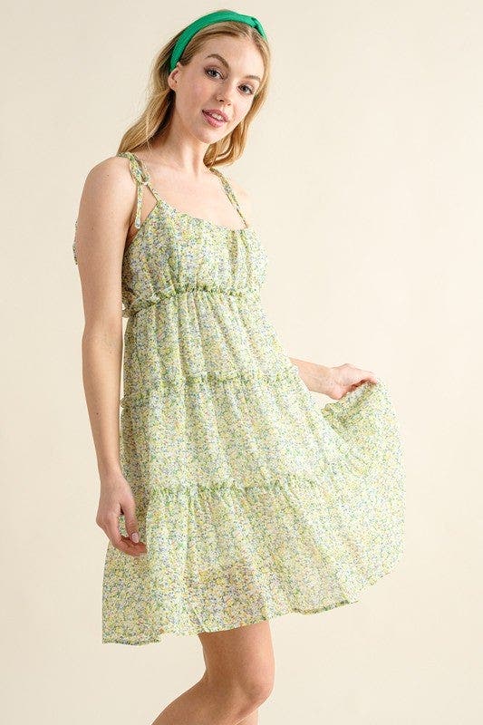 And The Why Floral Print Chiffon Ruffle Hem Dress