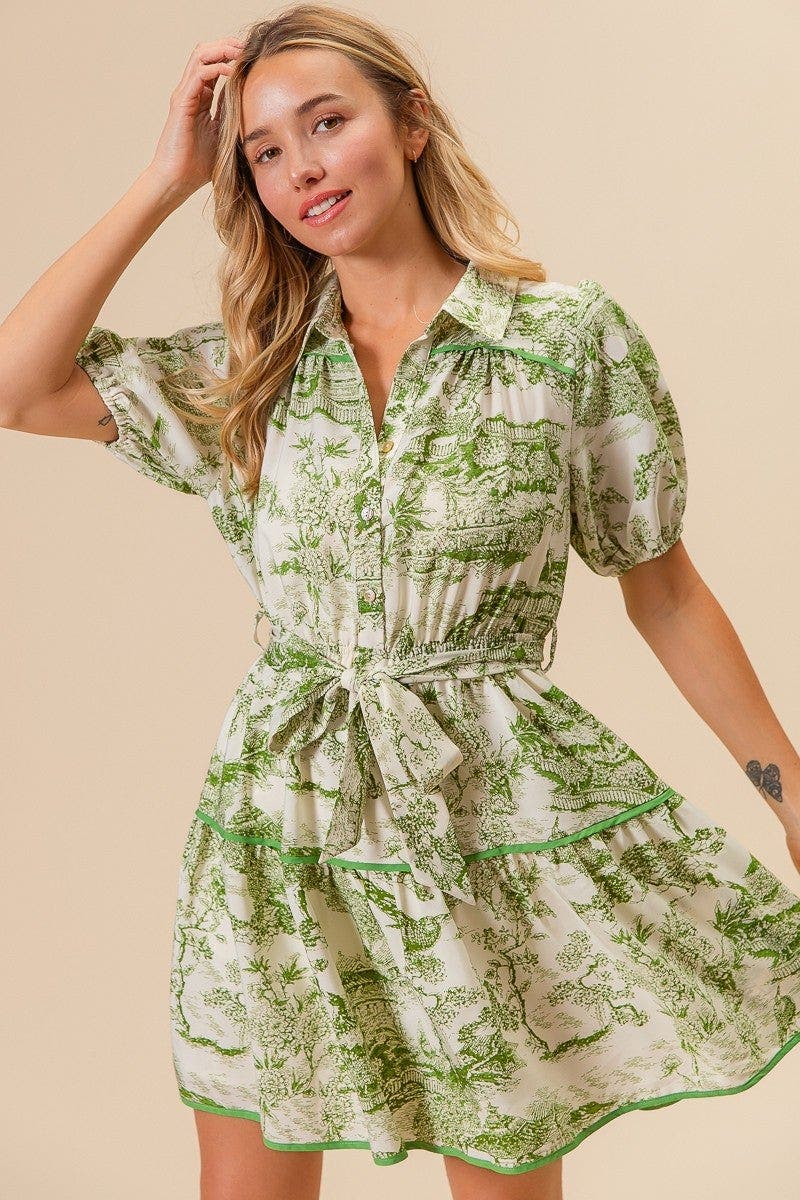 BiBi Woven Printed Tiered Dress
