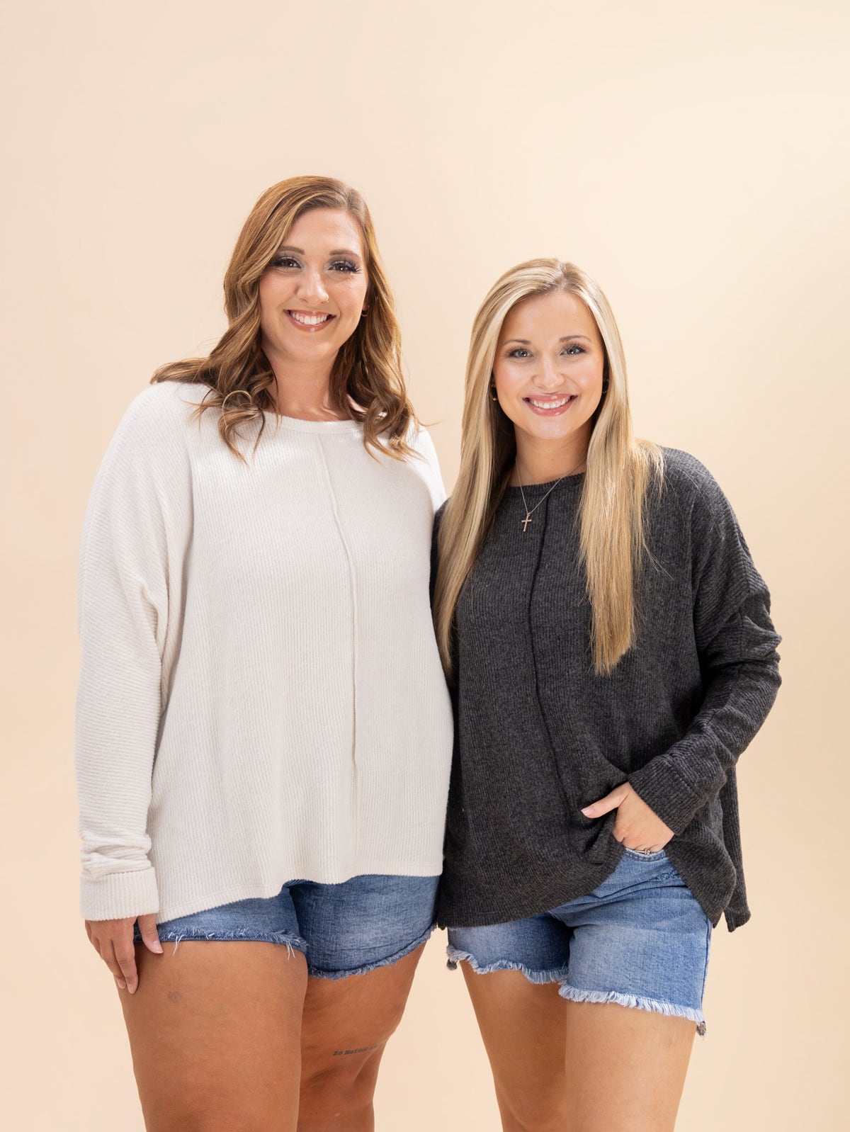 Star Vixen Women's Long Ladder Sleeve Knit Top - Flattering Hanky Hem Smooth Comfort Fit