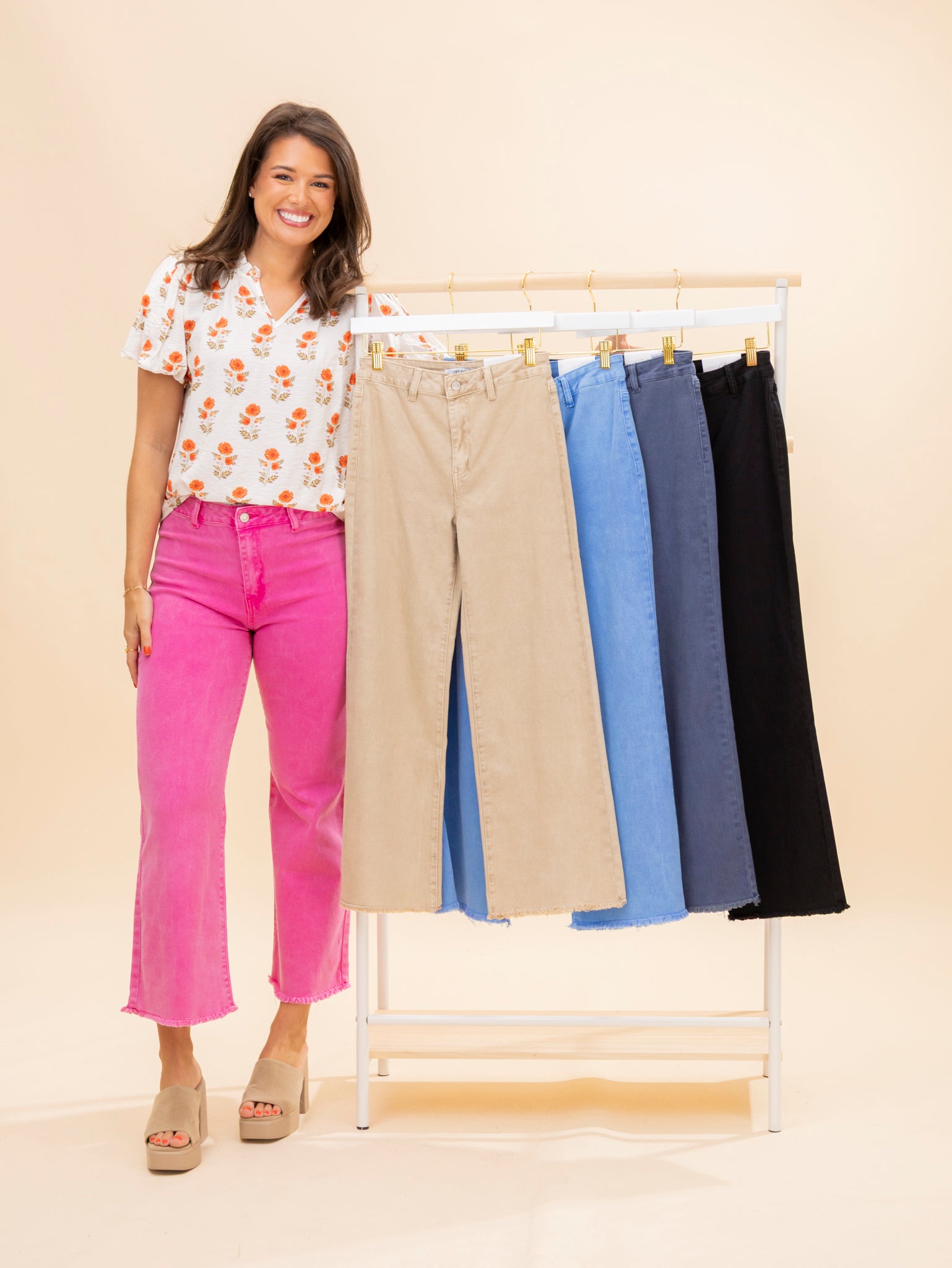 パンツ UNVESNO Pink Wash Loose Wide Leg Jeans UNVESNO Pink Wash Loose Wide Leg Jeans