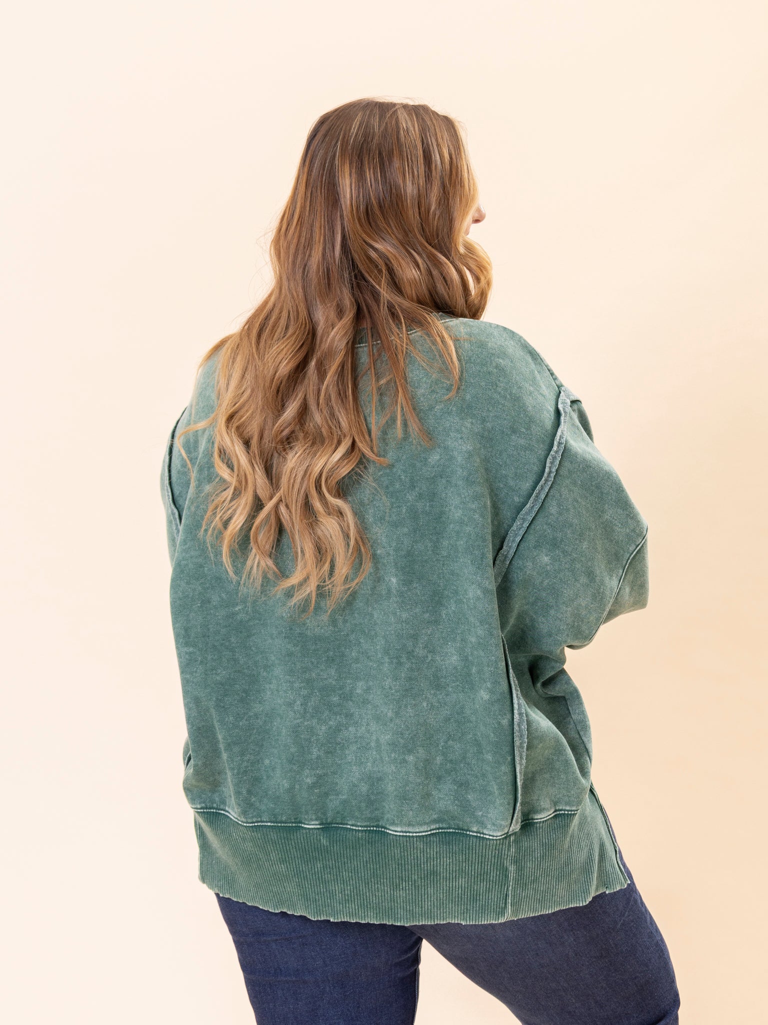 なぁ Zenana Acid Washed Batwing Sleeve Hi Low Fleece Sweatshirt | S/M-L