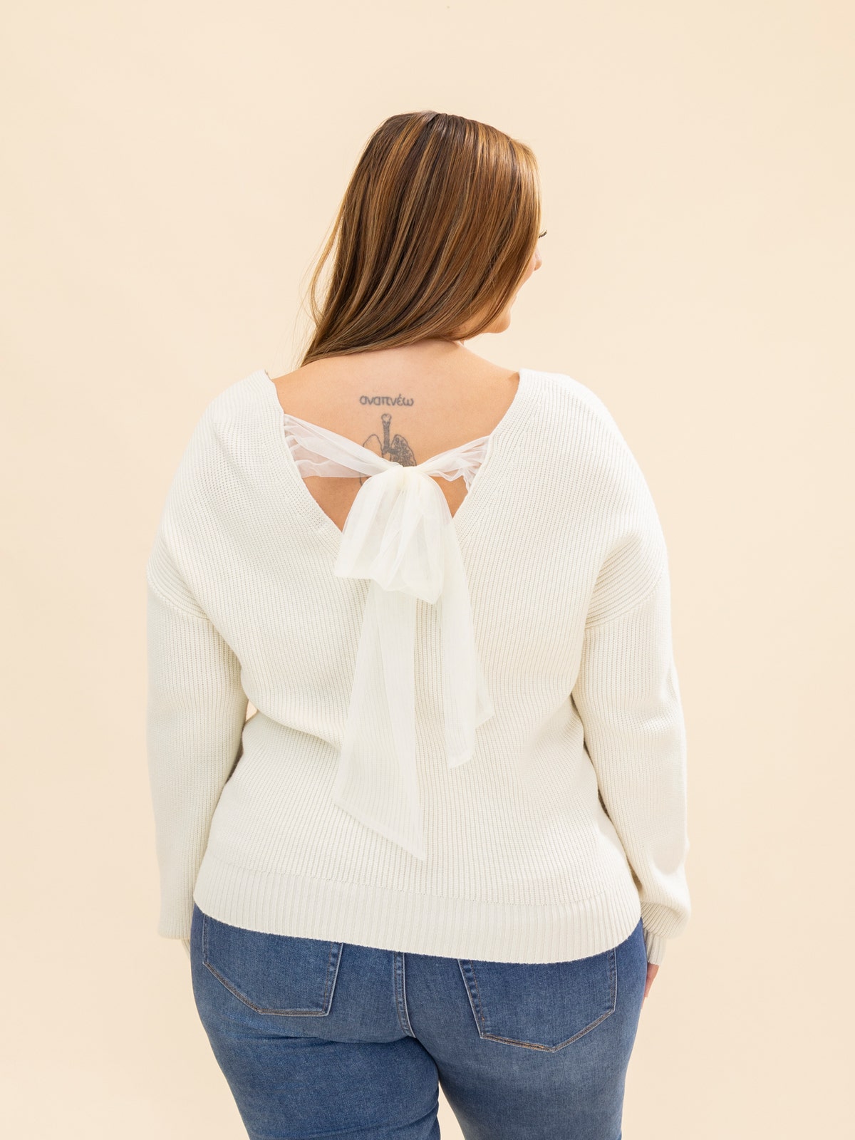 Long Sleeve V Back Jumper Long Sleeve V Neck Drop Shoulder Back