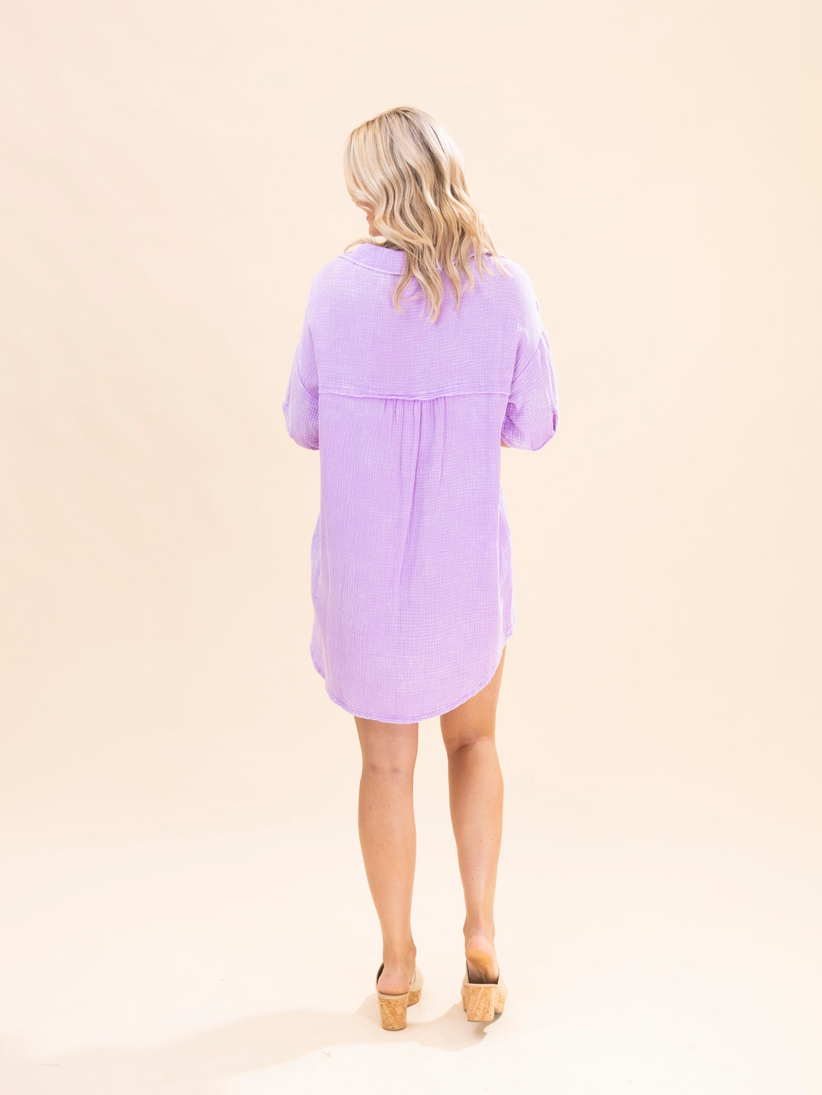 Zenana Washed Double Gauze Button Down Shirt Dress main image 0