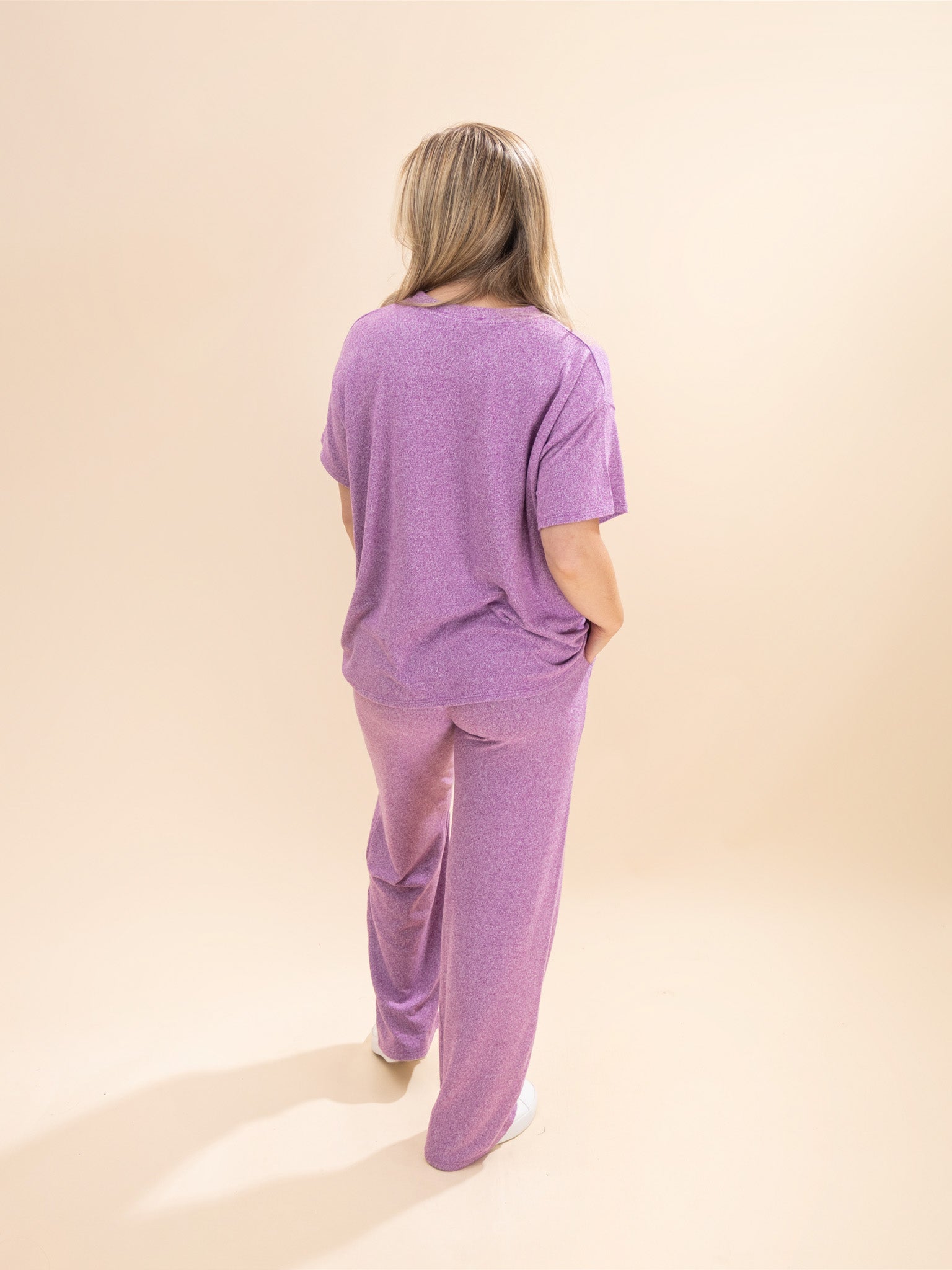 Zenana Soft Melange Short Sleeve Tee & Long Pant Set | S-XL Zenana Soft Melange Short Sleeve Tee & Long Pant Set | S-XL