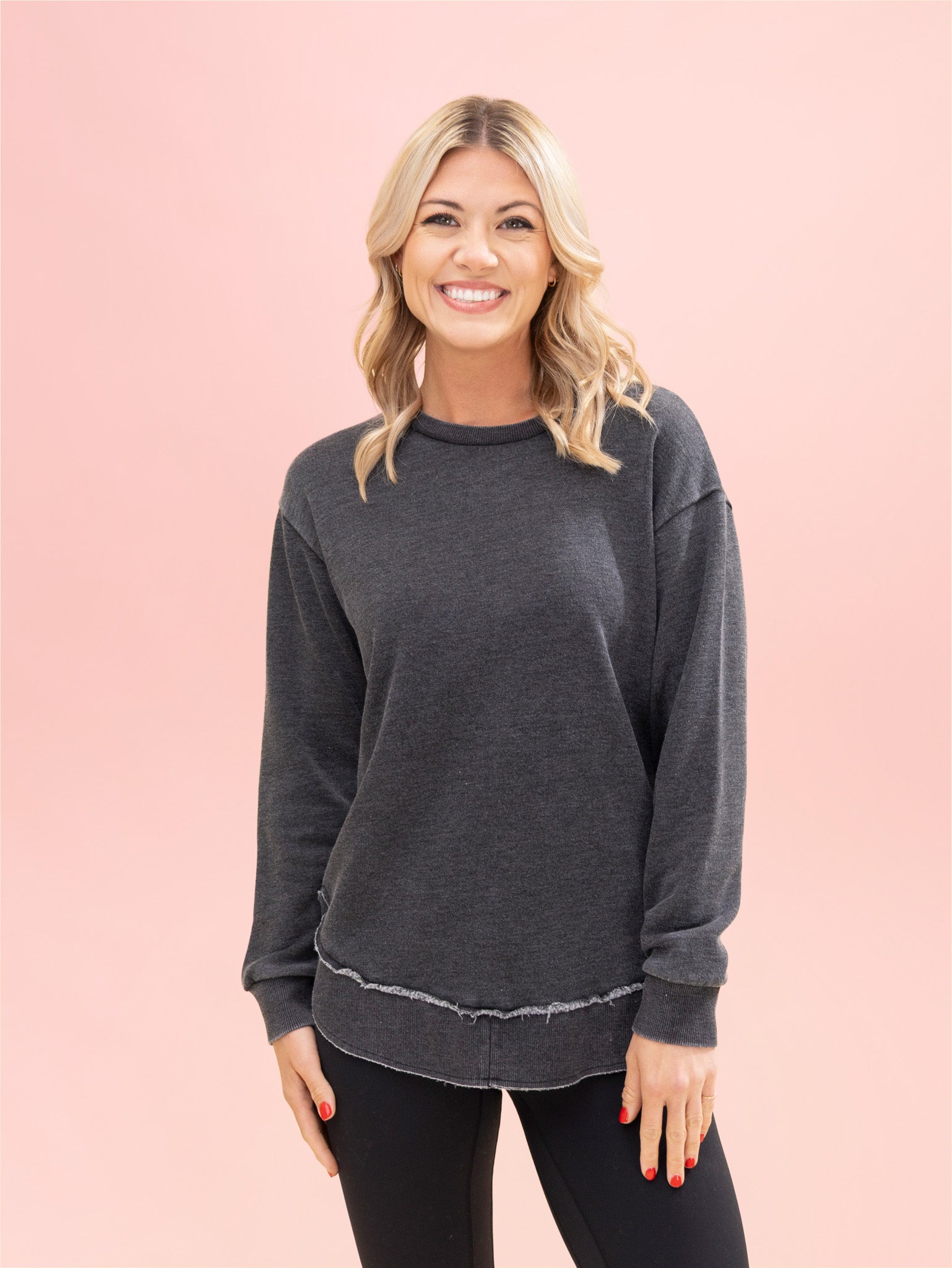 Lived In Rounded Hem Garment Washed Sweatshirt by DD Design