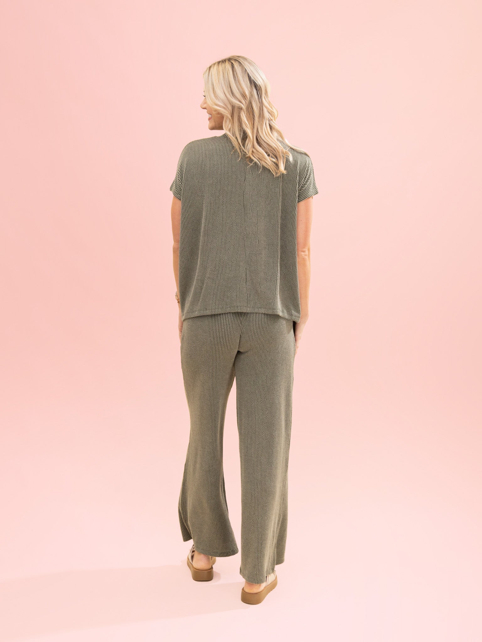 Zenana Raised Rib Mock Neck Tee & Pant Set | S-L | Great