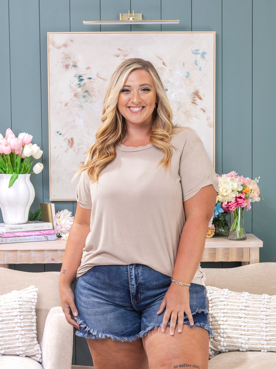 Zenana Short Sleeve Oversized Washed Ribbed Top | S/M-2X/3X