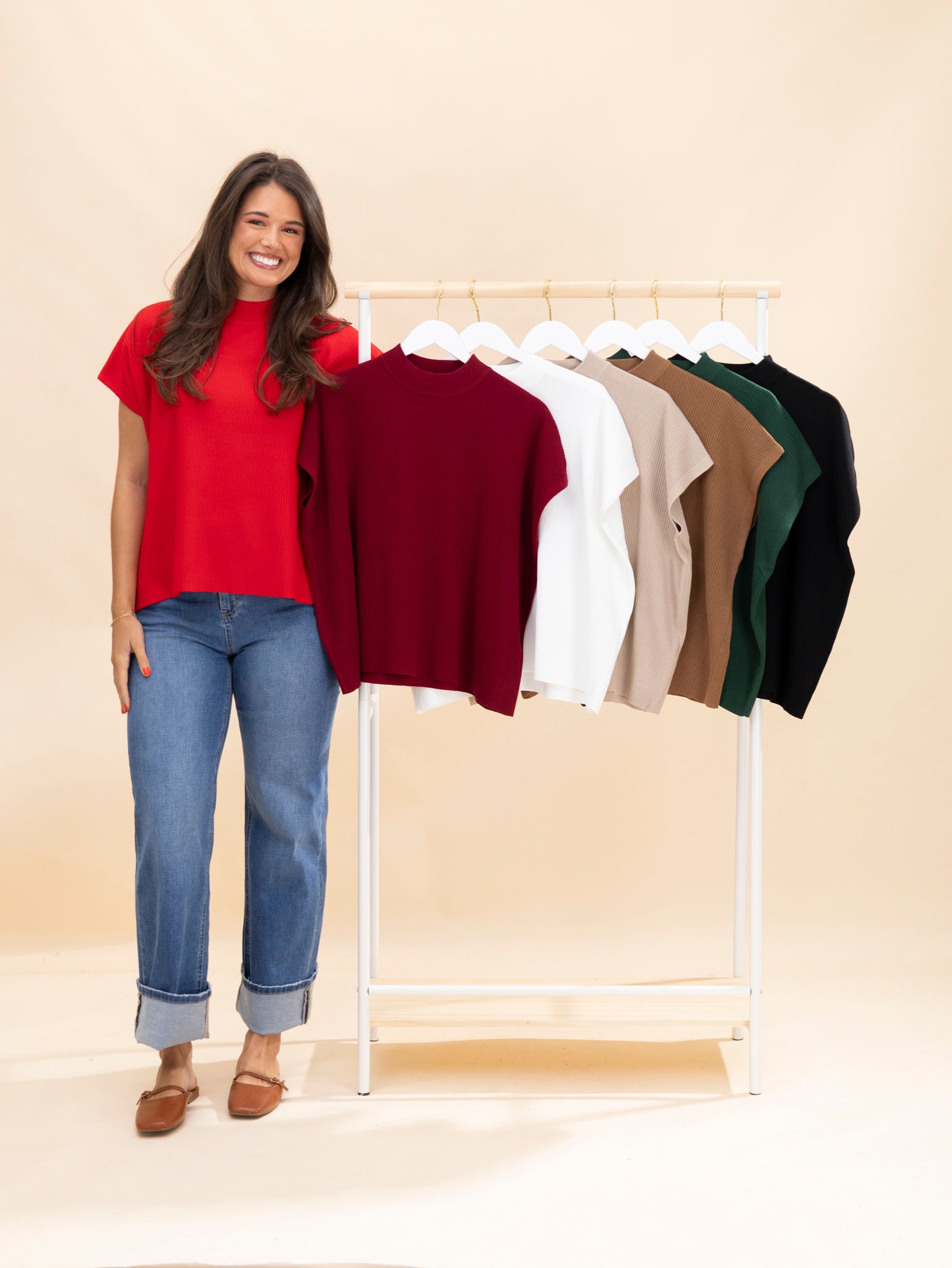 Zenana Viscose Mock Neck Short Sleeve Boxy Sweater | S-L | Great