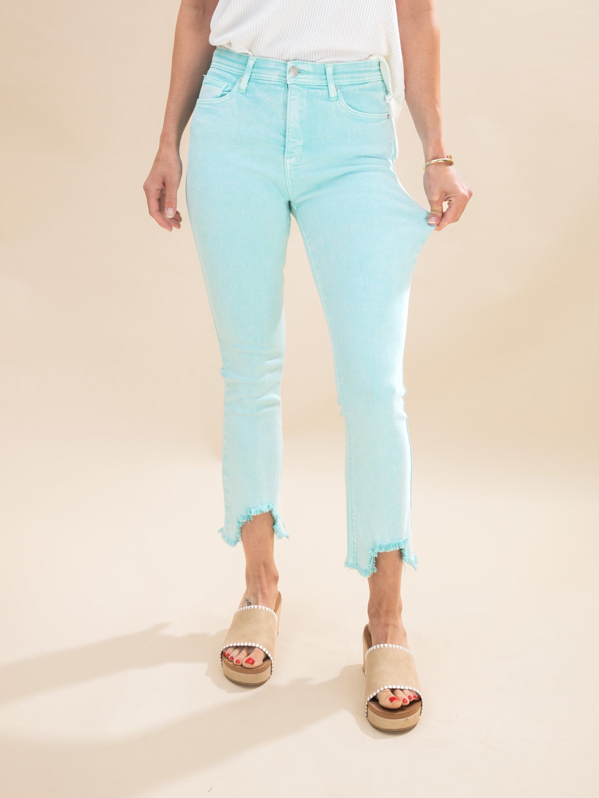 Saige Light Tummy Control Stretchy Flare Cuffed Jeans main image 1