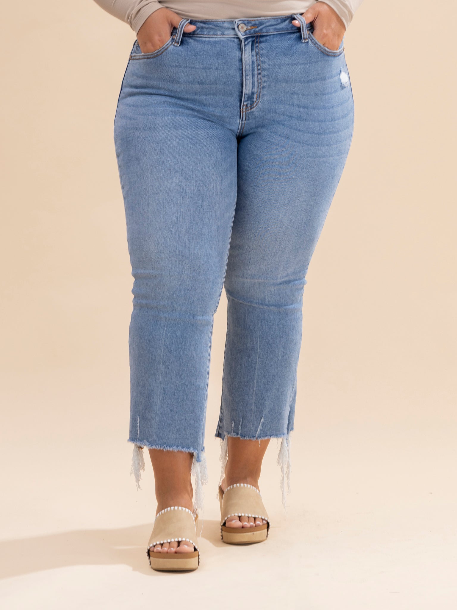 Zenana Medium Washed Kick Crop Flare Denim Pants | 0-18 *Final