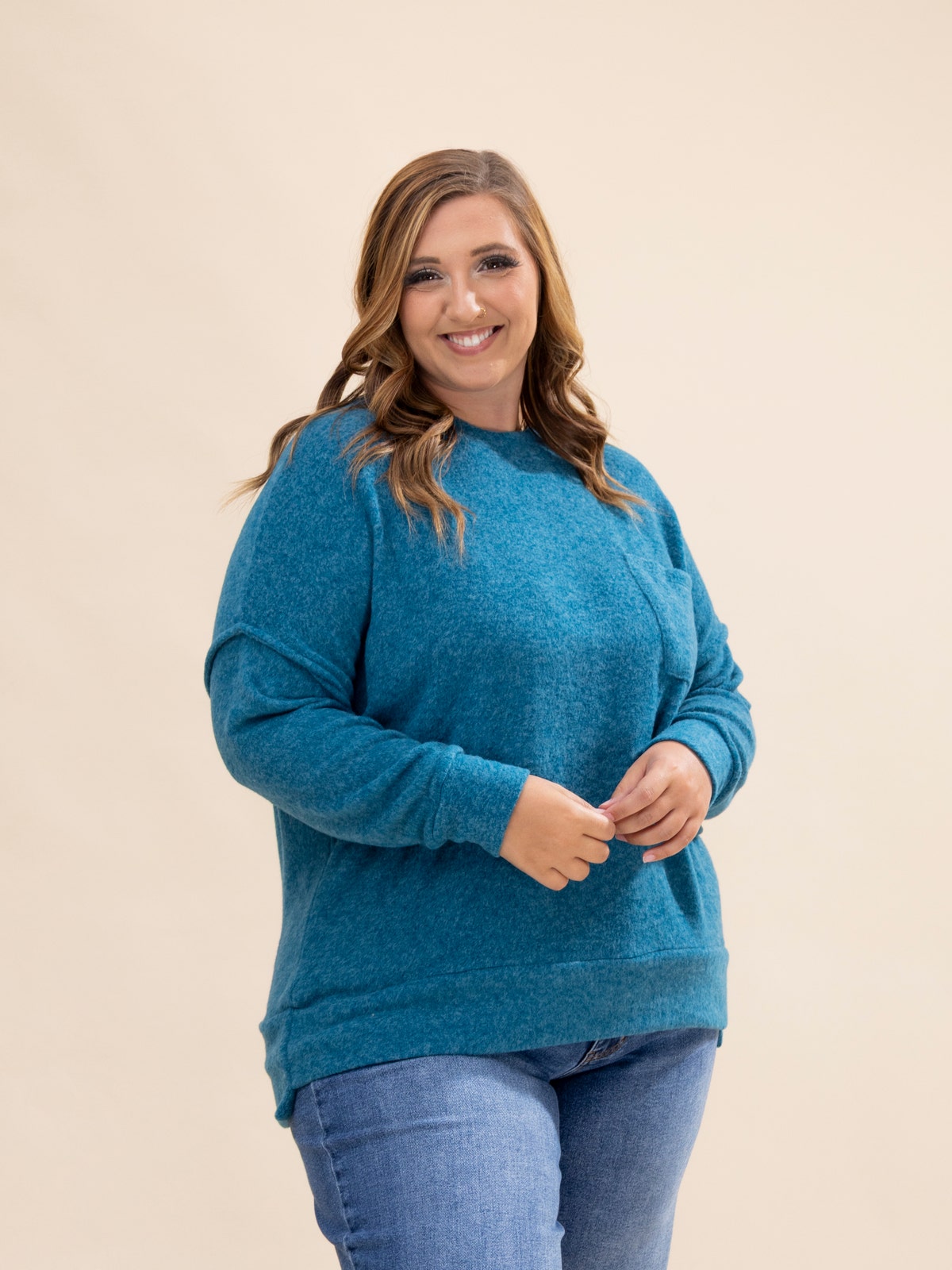 Zenana Brushed Melange Hacci Cropped Sweater main image 1