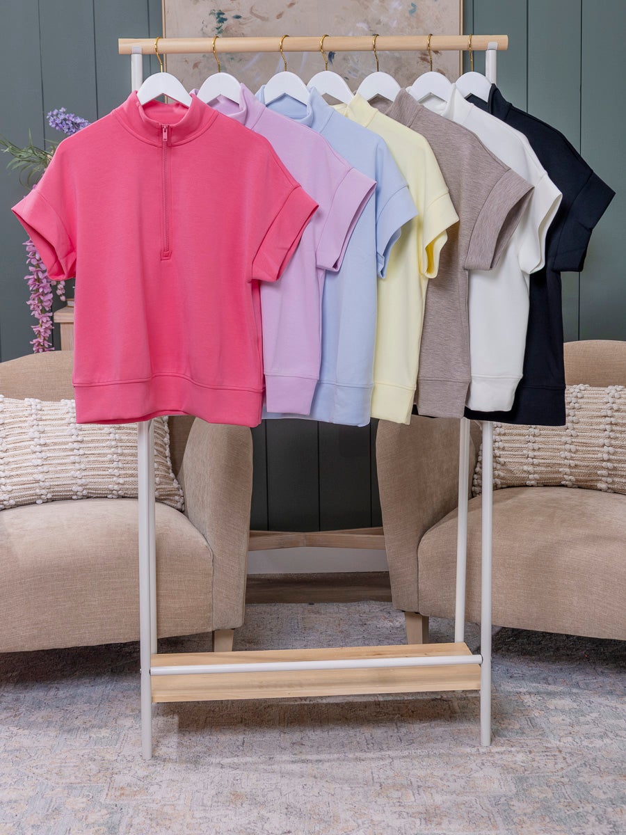 Scuba Quarter Zip Short Sleeve Top | S-3XL | Great Fashion