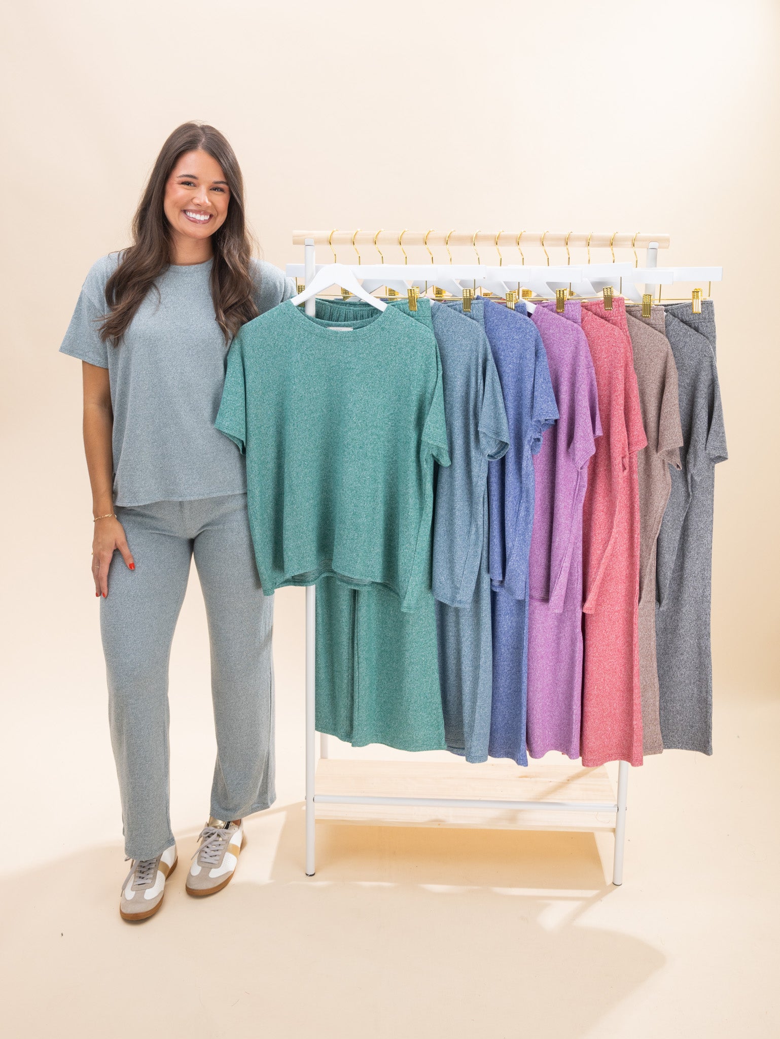 Zenana Soft Melange Short Sleeve Tee & Long Pant Set | S-XL Zenana Soft Melange Short Sleeve Tee & Long Pant Set | S-XL