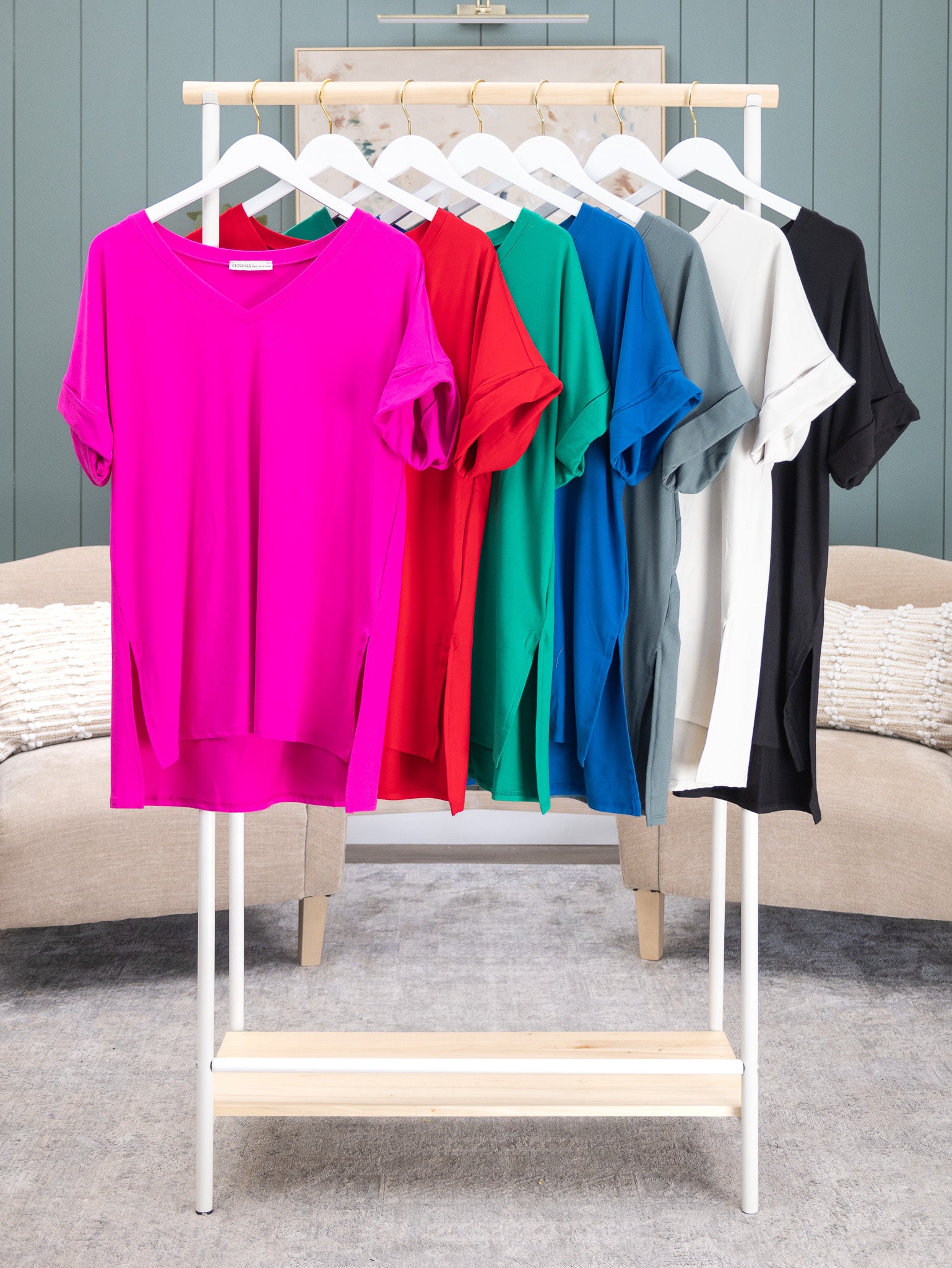 Zenana Short Sleeve V-Neck Top with Side Slits | S-3XL