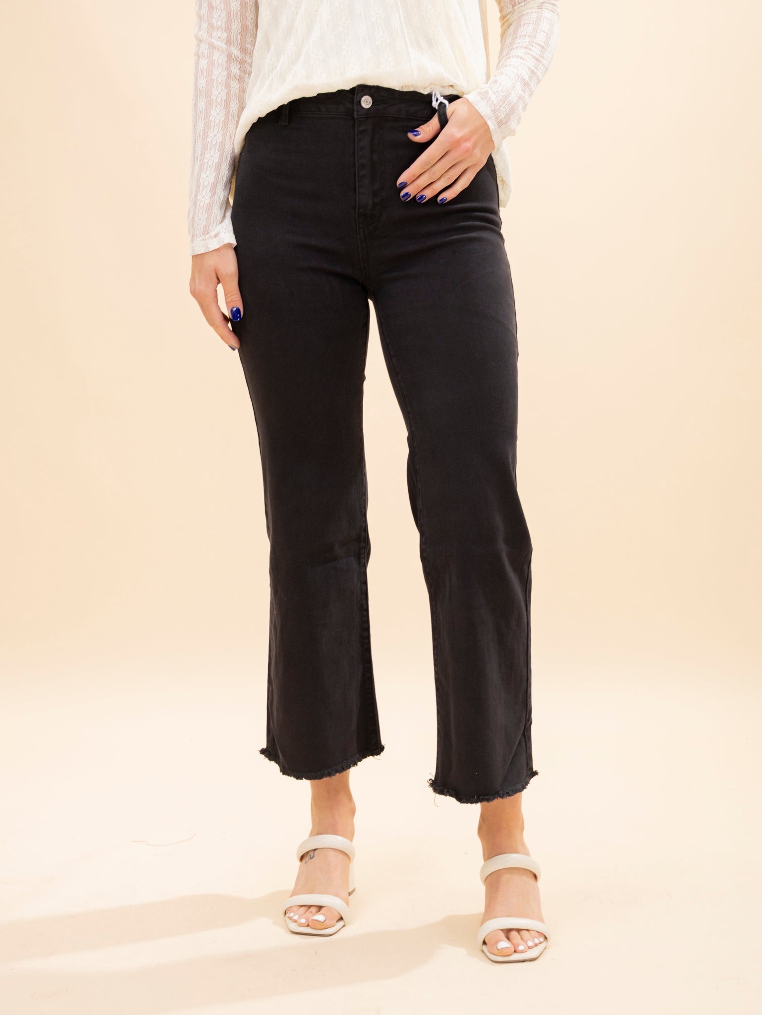 Zenana Acid Wash Frayed Hem Wide Leg Jeans | S-XL *Final Sale