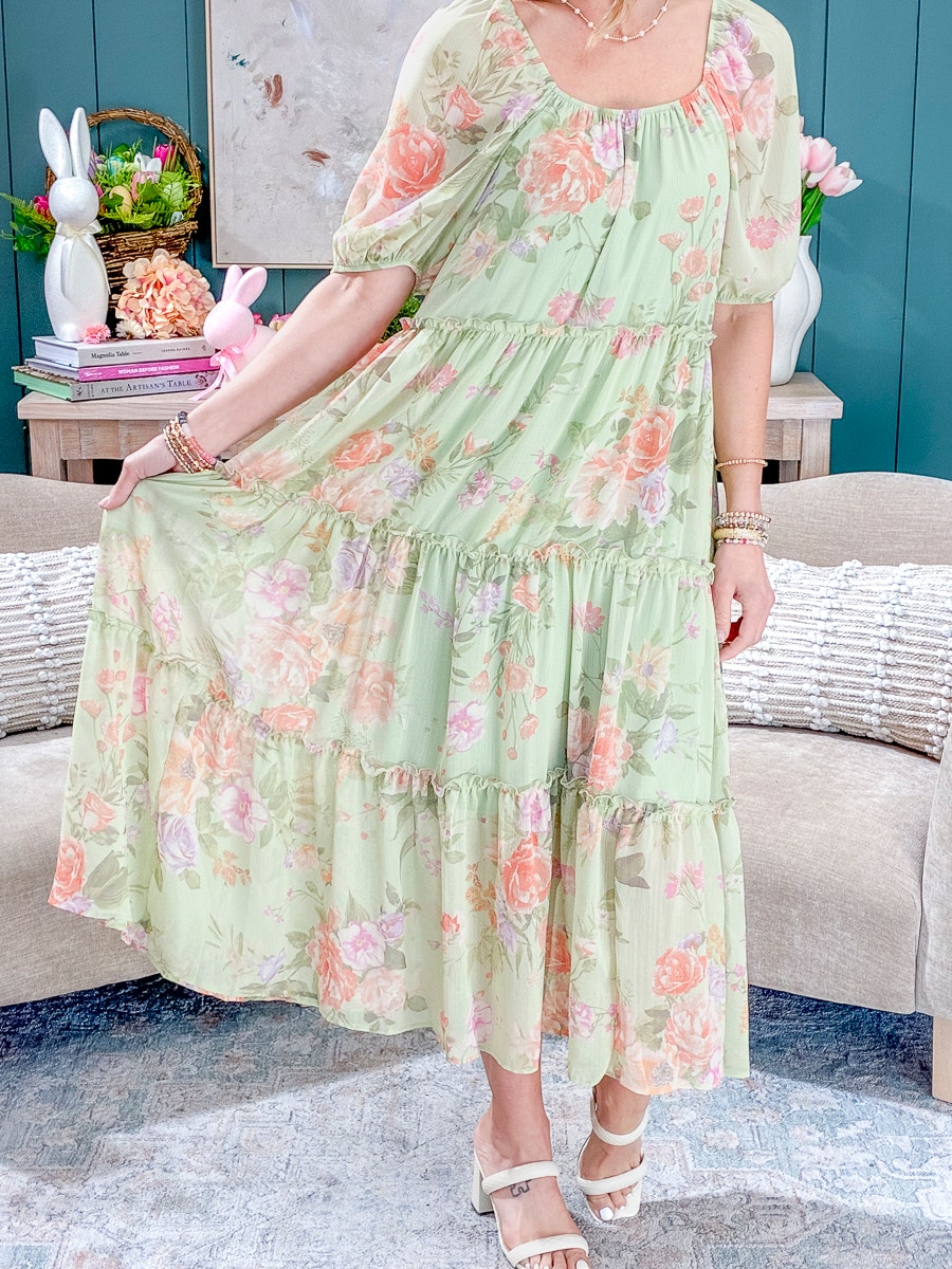 easel maxi dress Easel Short Sleeve Print Maxi Dress | S-L