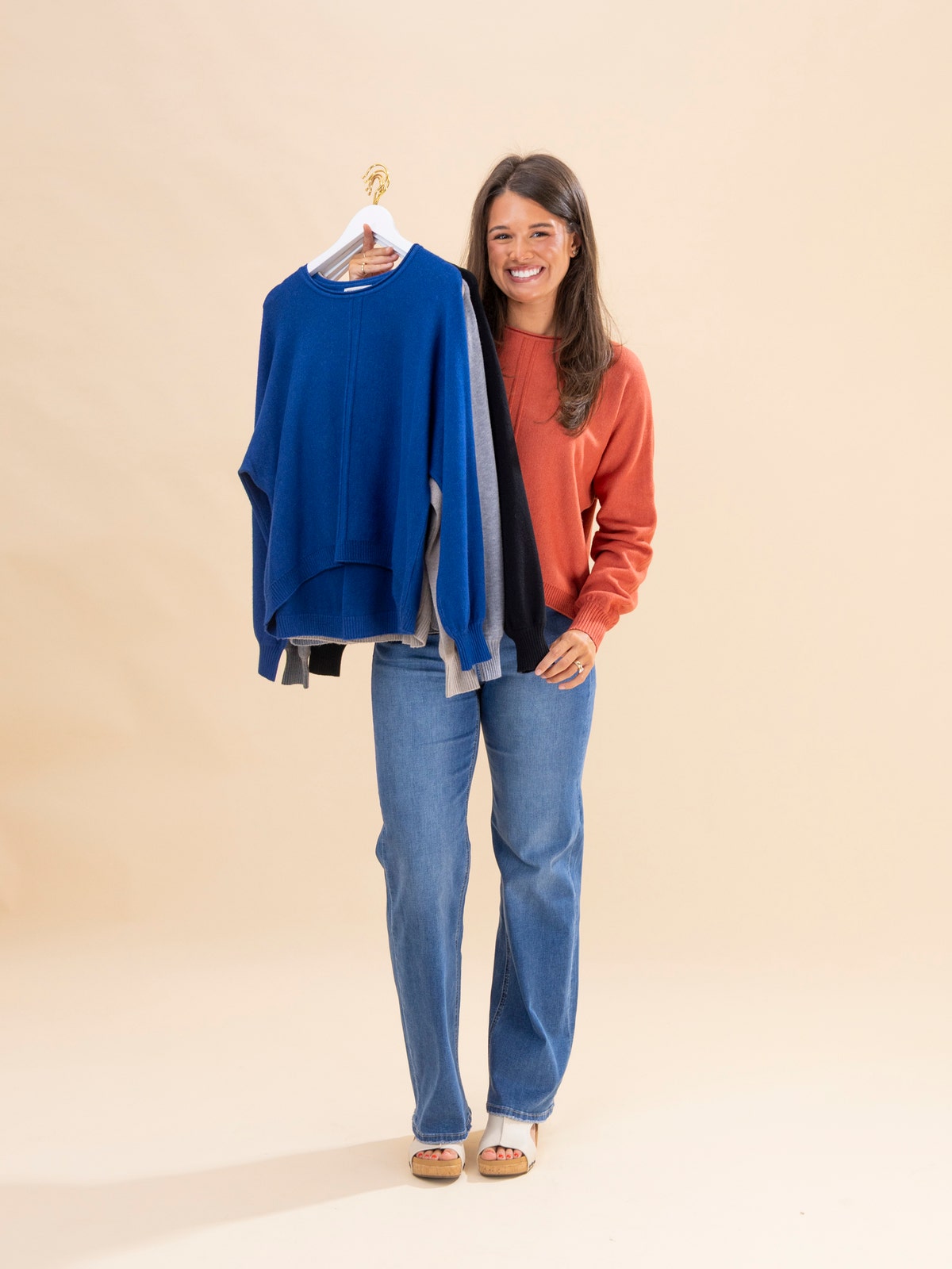 Zenana Exposed Seam Striped Oversized Womens Sweater