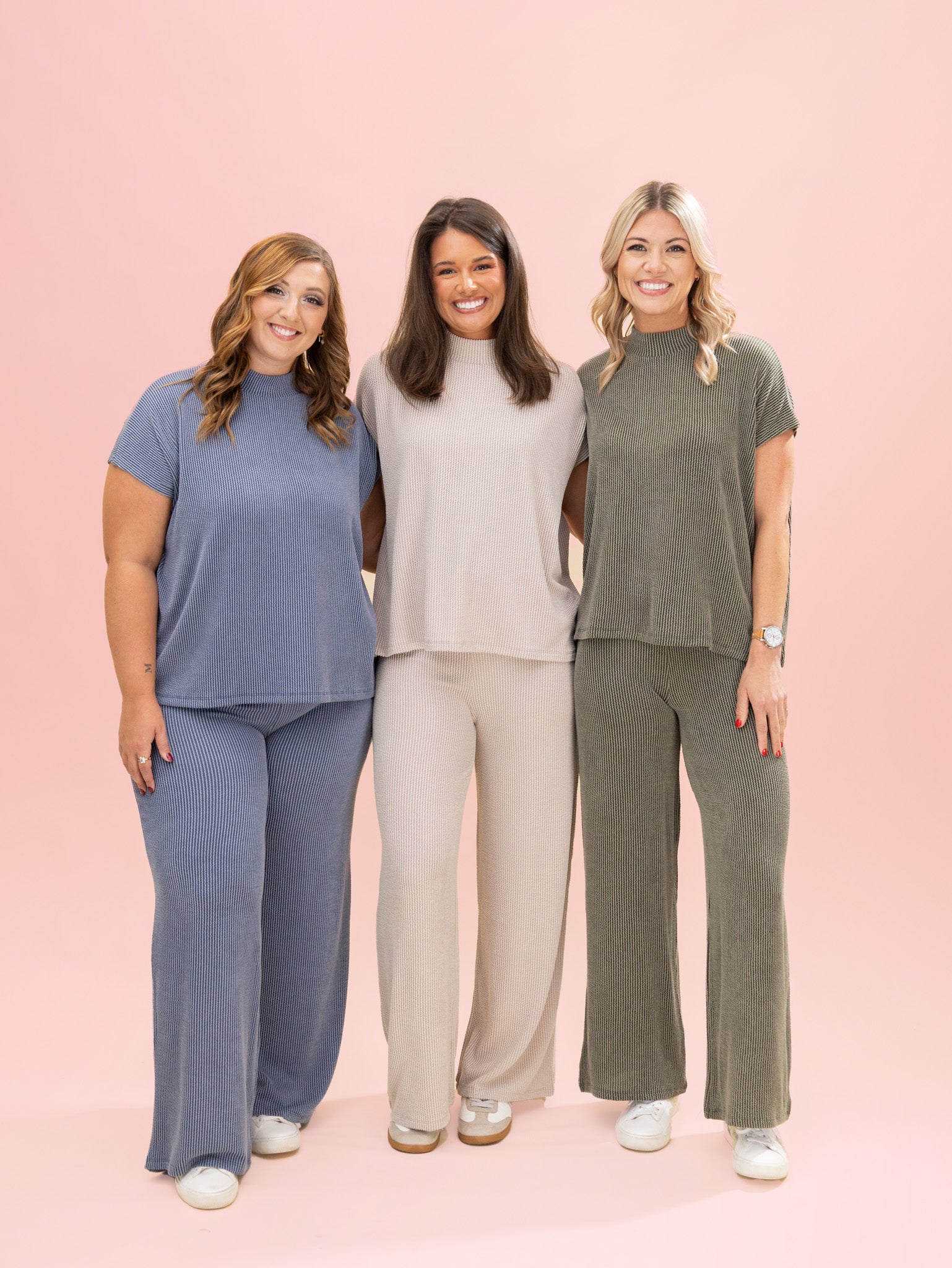 Zenana Raised Rib Mock Neck Tee & Pant Set | S-L | Great