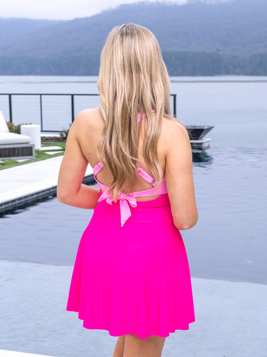 flared swim dress Swim 365 Women's Plus Size Colorblock Fit-and-Flare Swim Dress