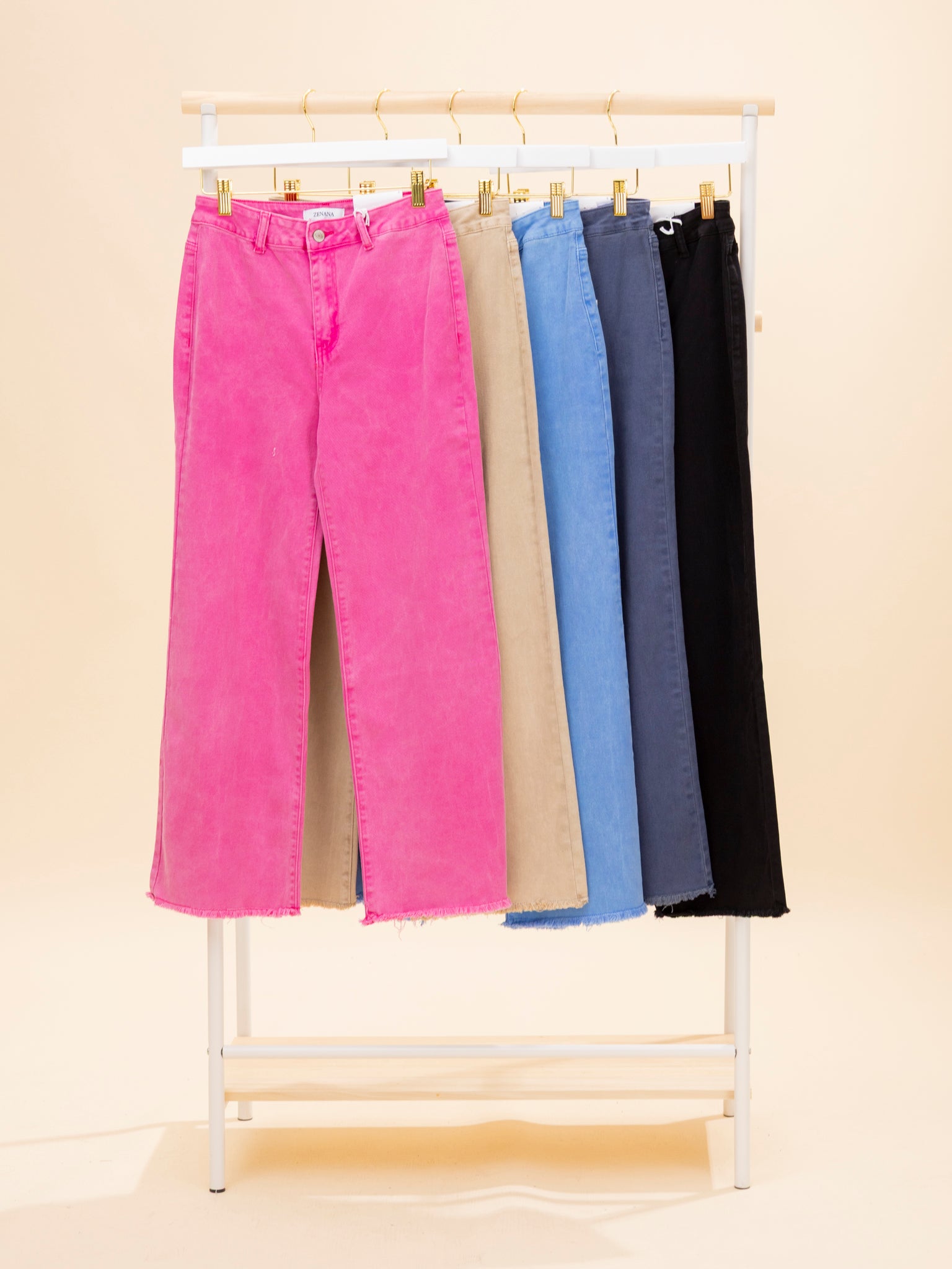 Zenana Acid Wash Frayed Hem Wide Leg Jeans | S-XL | Great