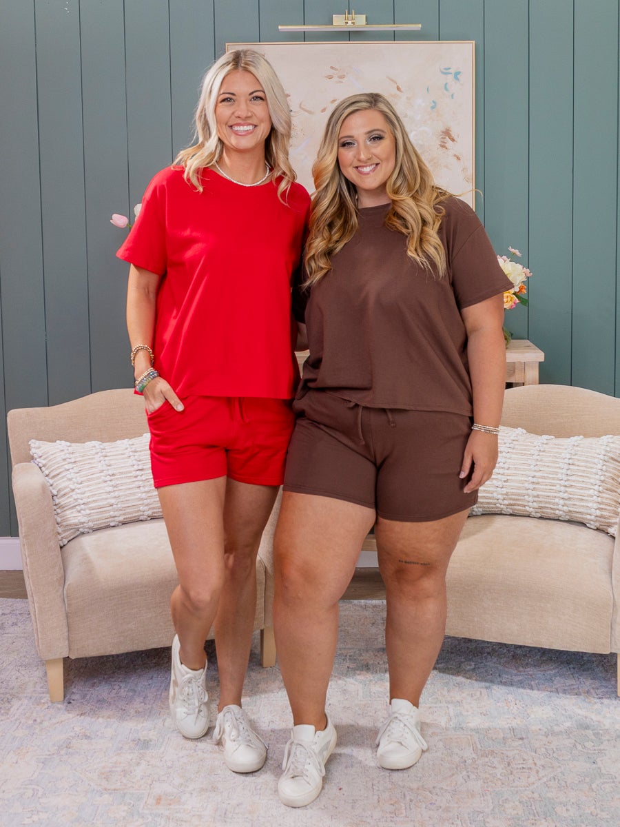 Zenana French Terry Short Sleeve Top & Shorts Set | S-L *Final
