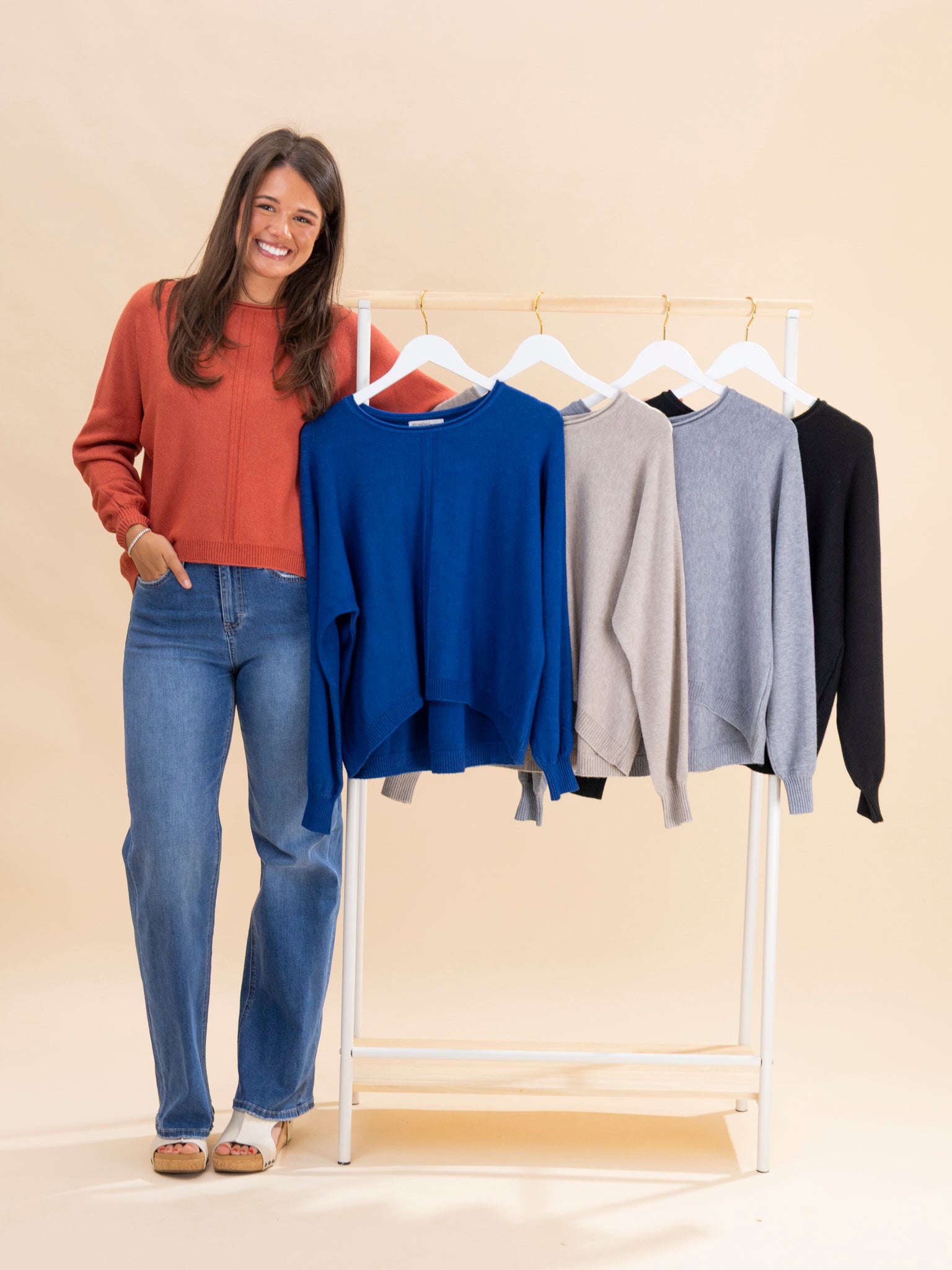 Zenana Perfect Knit Front Seam Round Neck Sweater | S-L | Great