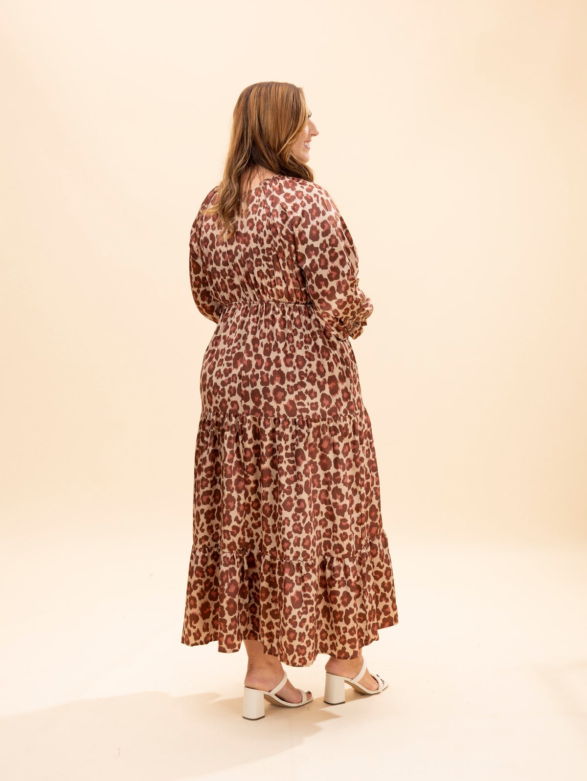 leopard tiered maxi dress Pieces ruffle tiered maxi dress with corsage detail in leopard print