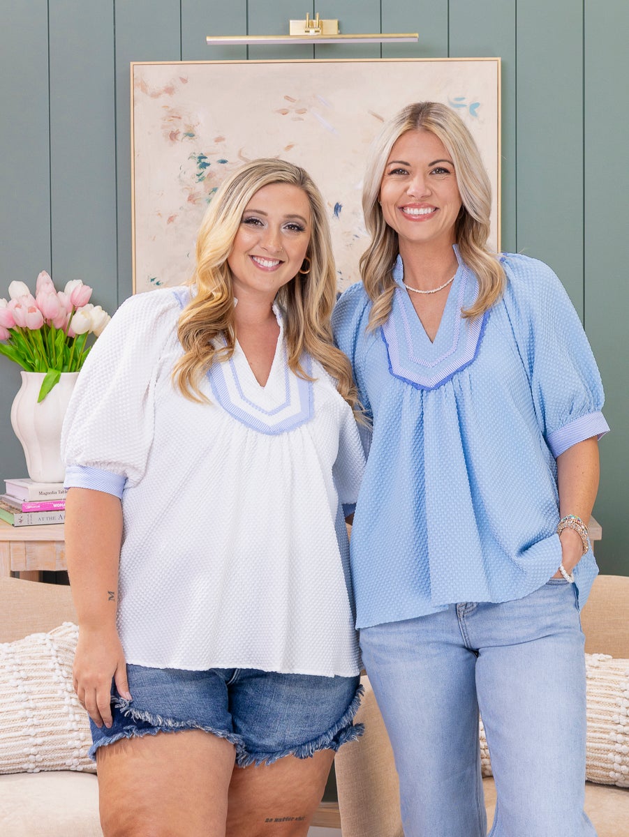 Scallop Embroidery Accent Solid Top | S-L Pair w/ sku69392