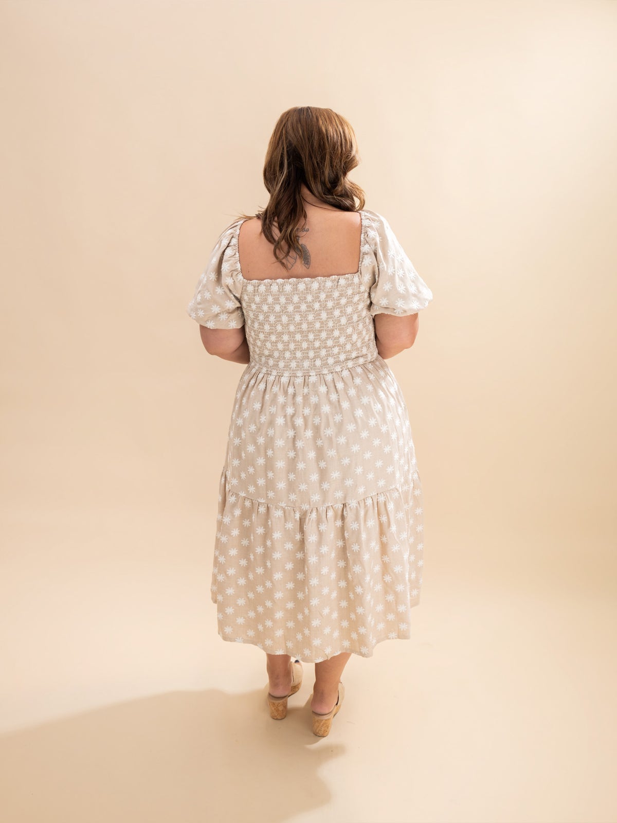 Bohemian Floral Embroidered Smocked Midi Dress | S-3XL