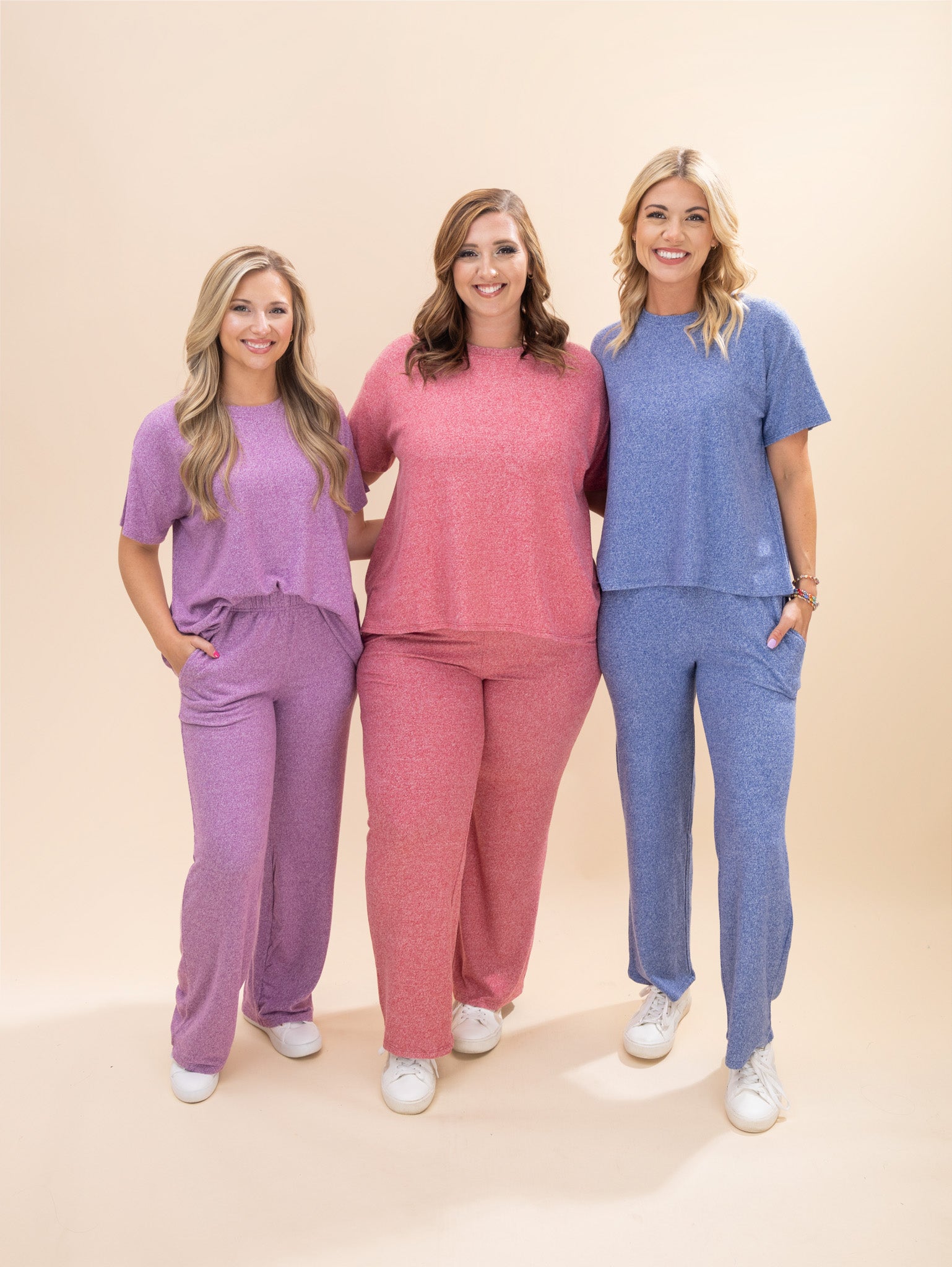 Zenana Soft Melange Short Sleeve Tee & Long Pant Set | S-XL