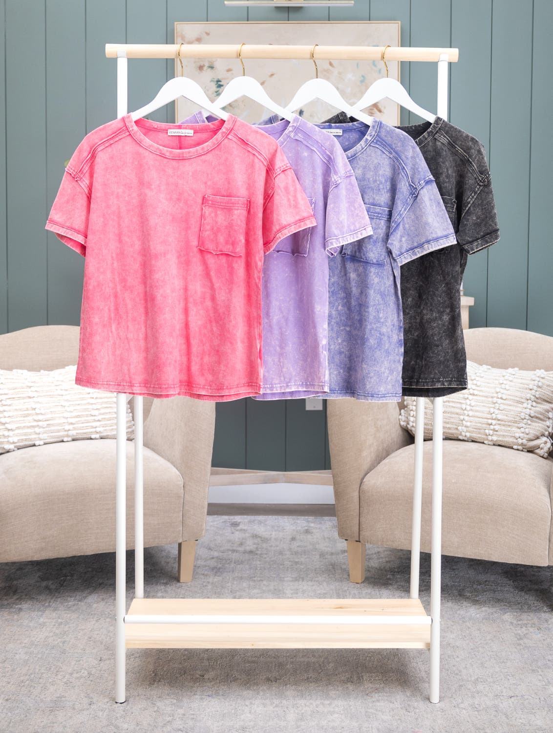 Zenana Acid Wash Round Neck T-Shirt | S-3XL | Great Fashion