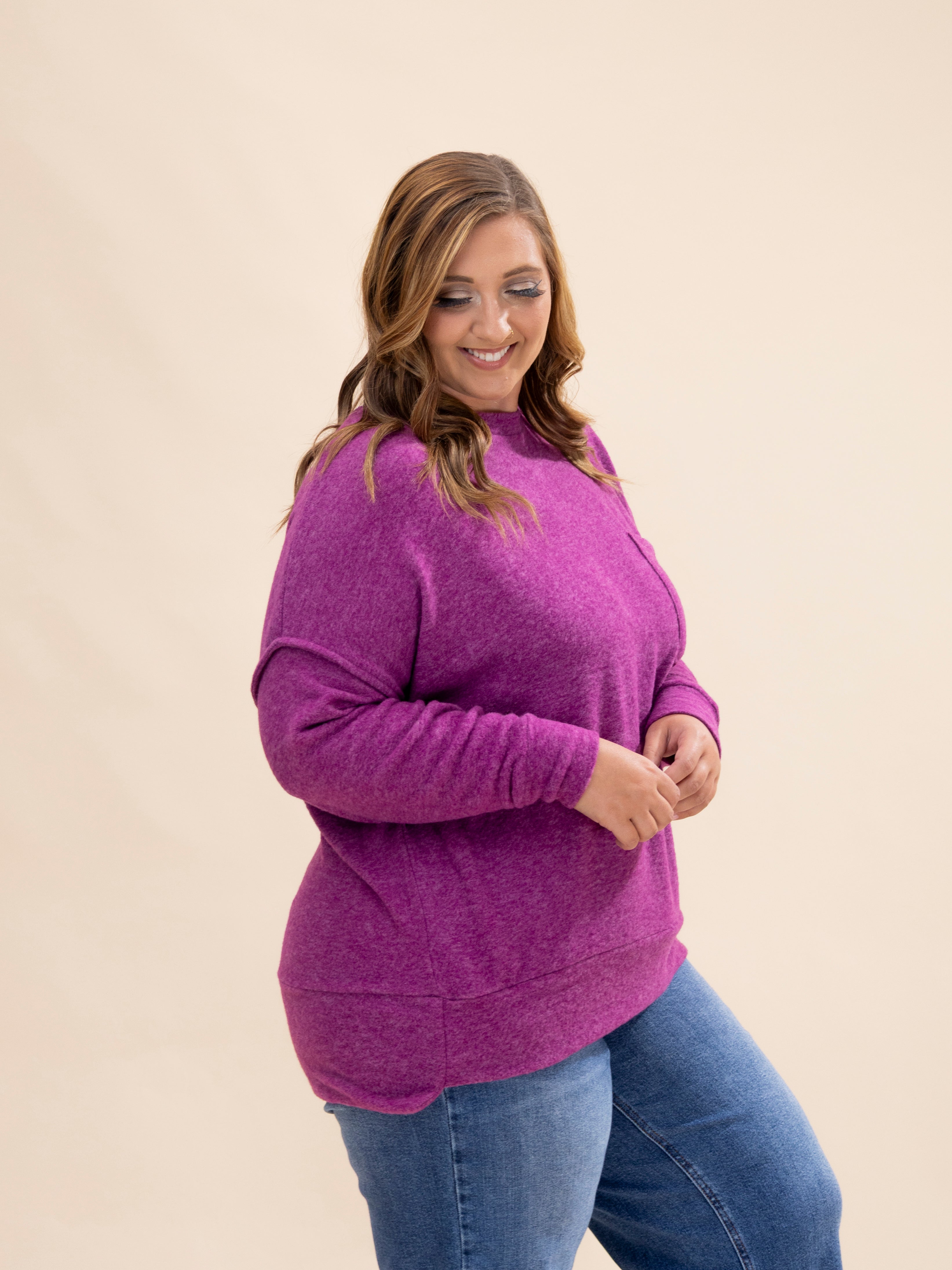 ちょこ☺︎❤︎ Zenana Luxe Hacci Relax Fit Drop Shoulder Sweater w/ Pocket | S/M