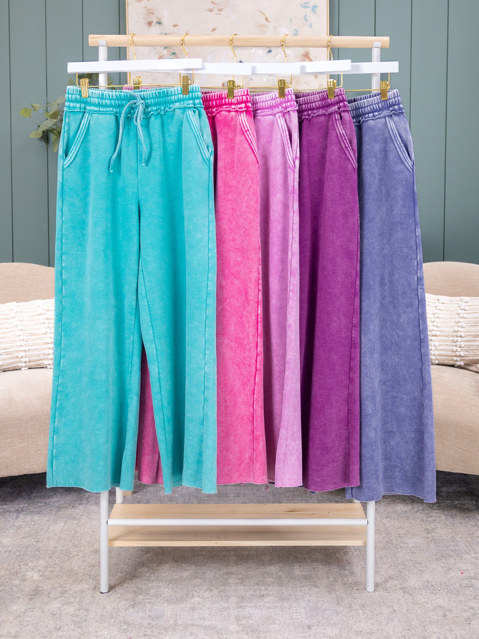 Zenana Acid Wash Fleece Wide-Leg Sweatpants with Pockets | S-L