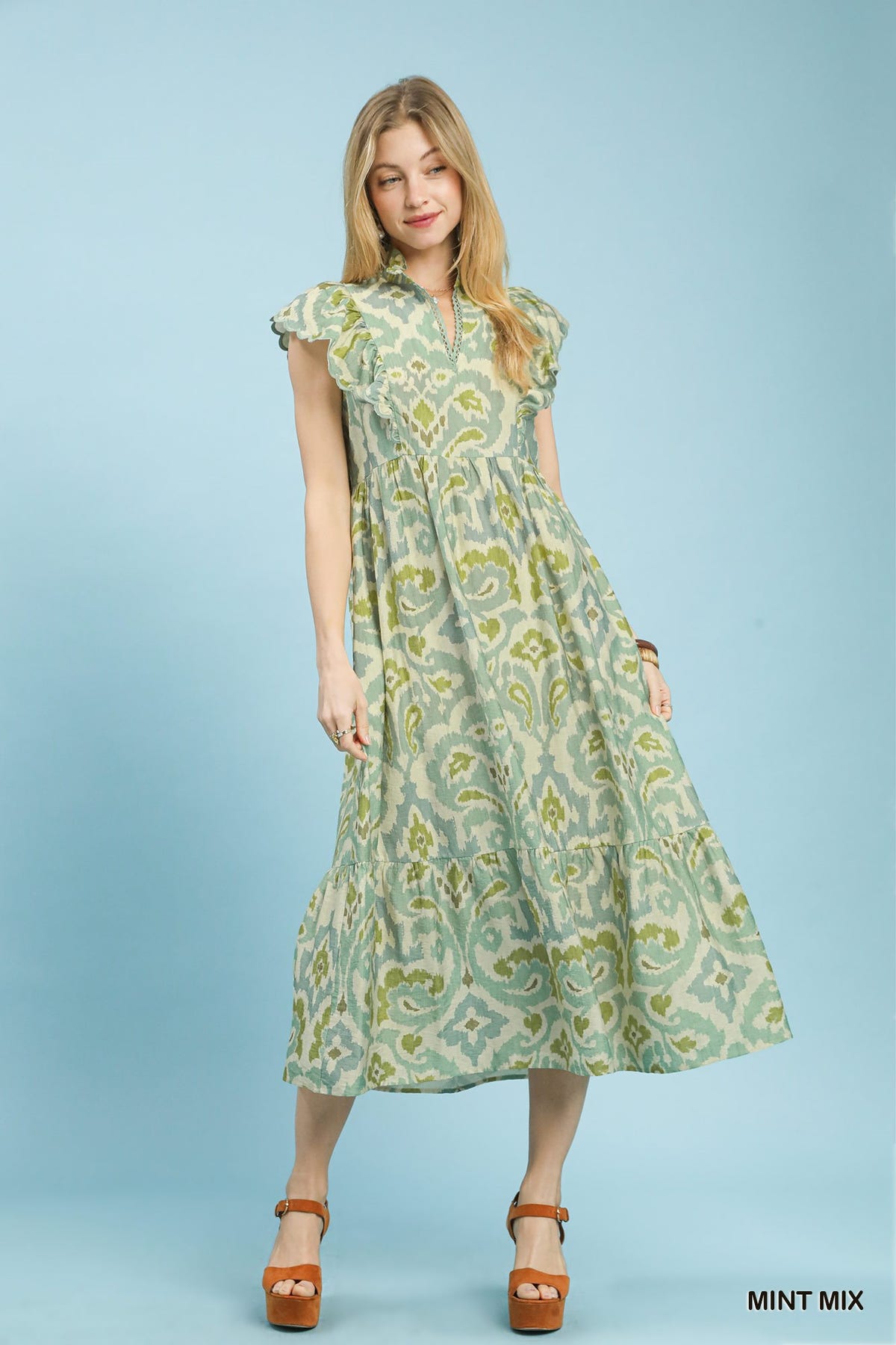 scalloped edge midi dress Scalloped Edge Midi Dress English Factory