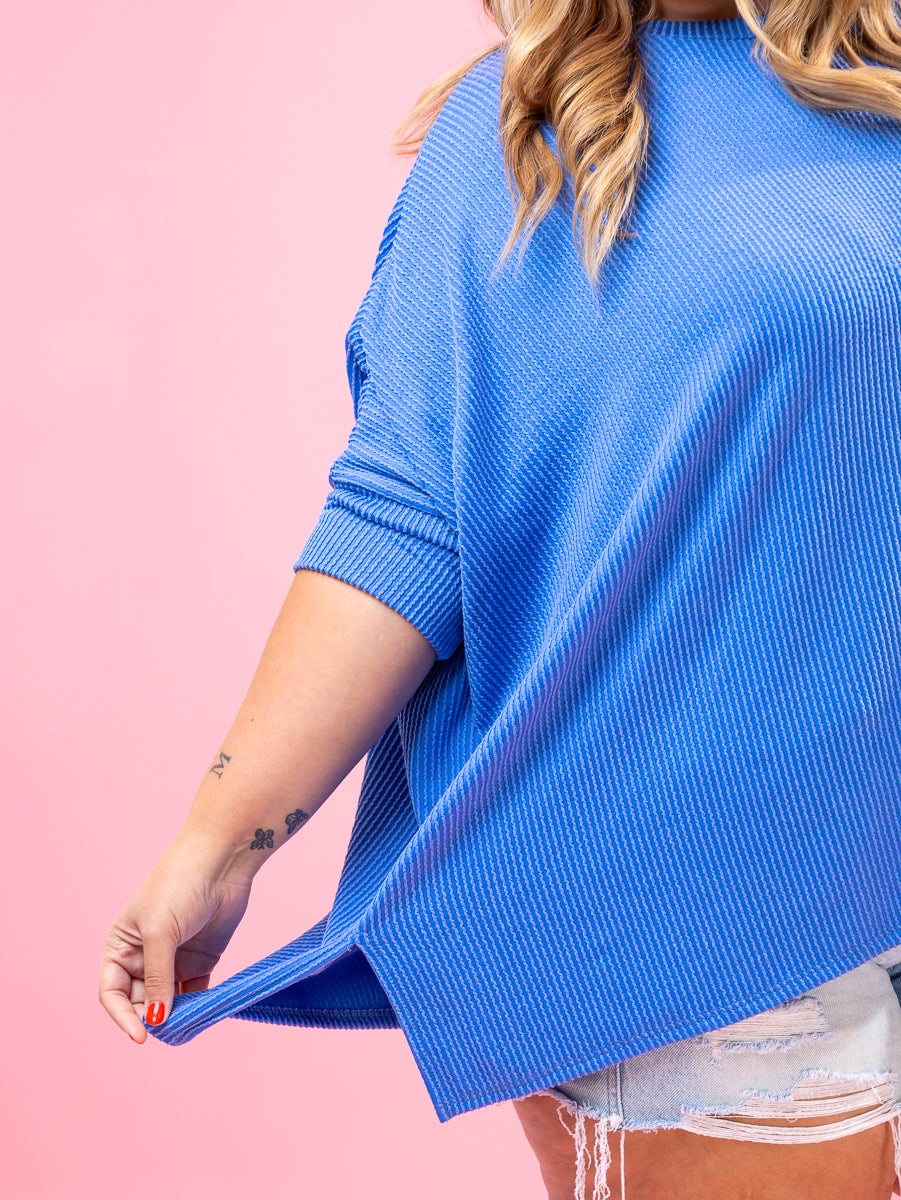 Raised Rib Easy-Fit Dolman 3/4 Sleeve Top by DD Design | Reg