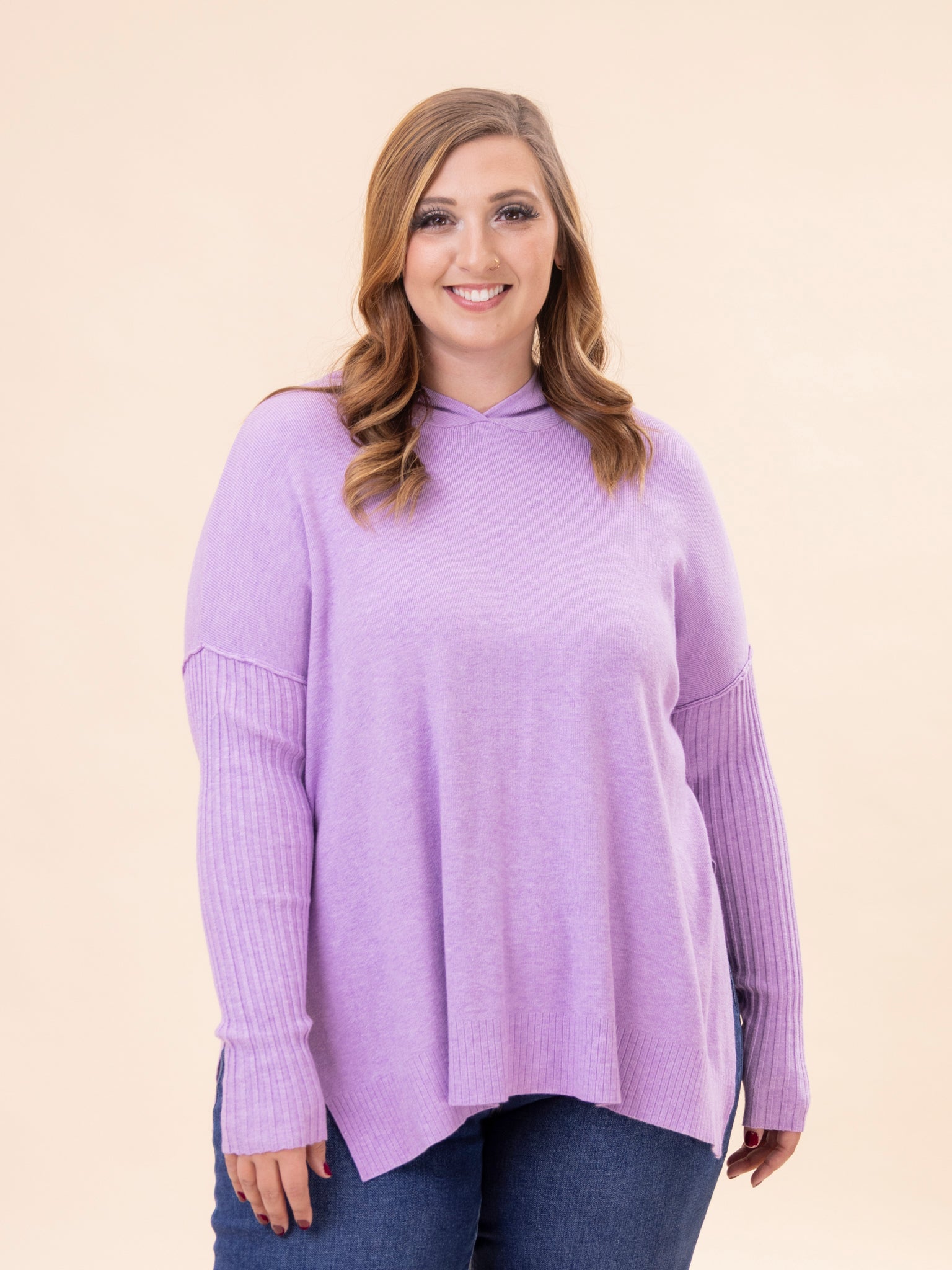 トップス nijinana Zenana Perfect Knit Drawstring Hoodie w/ Rib Sleeve Sweater | S