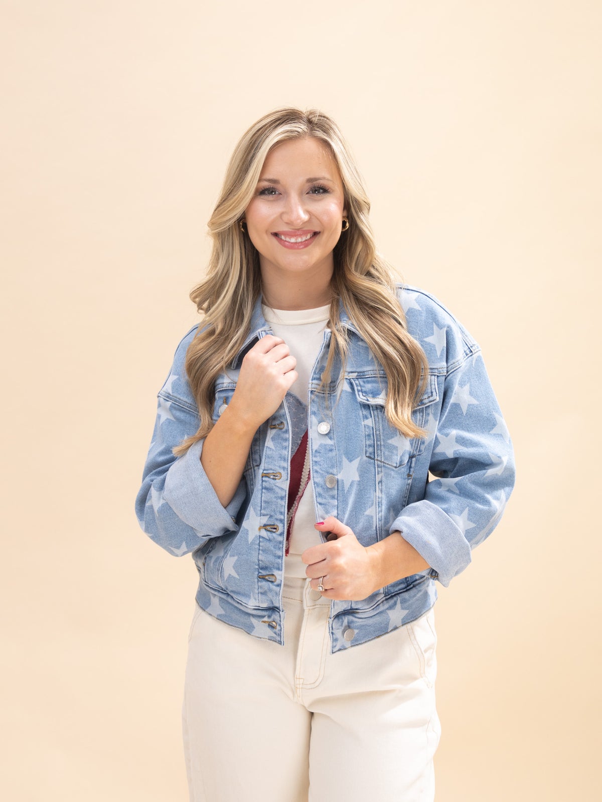 Judy Blue All Over Star Print Denim Jacket S-3XL Great Fashion