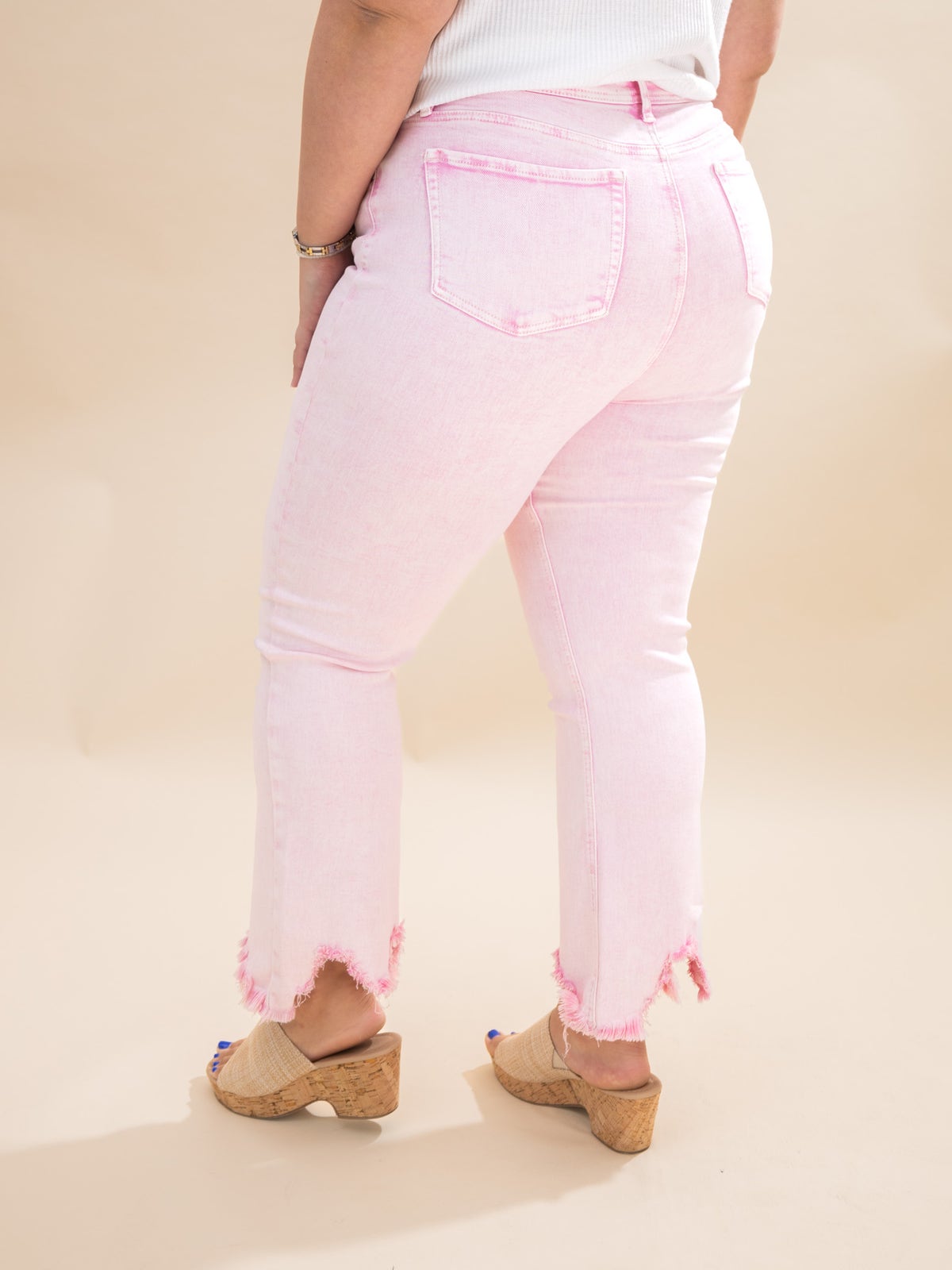 Saige Sand Camo Print Tummy Control Barrel Jeans