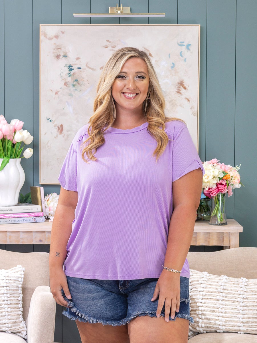 Zenana Short Sleeve Oversized Washed Ribbed Top | S/M-2X/3X