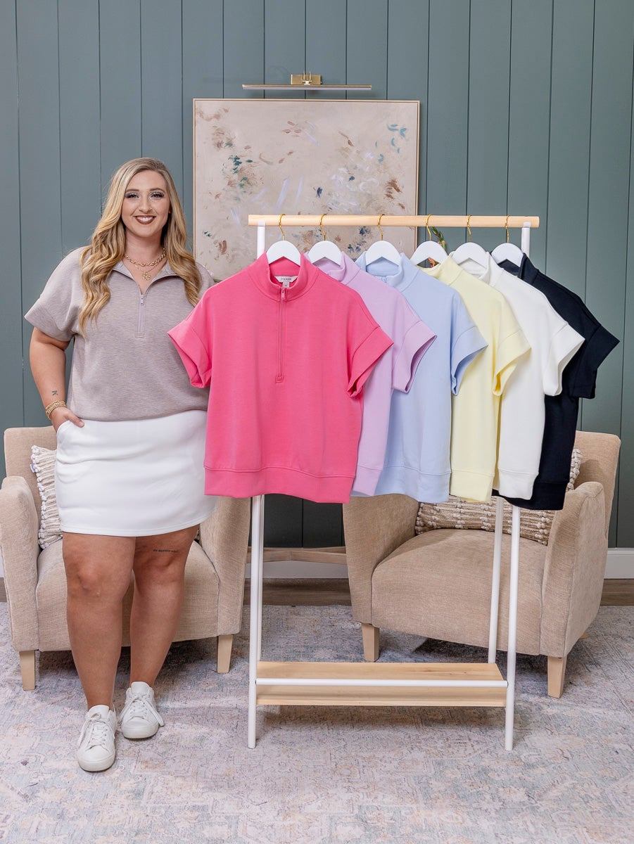 Scuba Quarter Zip Short Sleeve Top | S-3XL | Great Fashion
